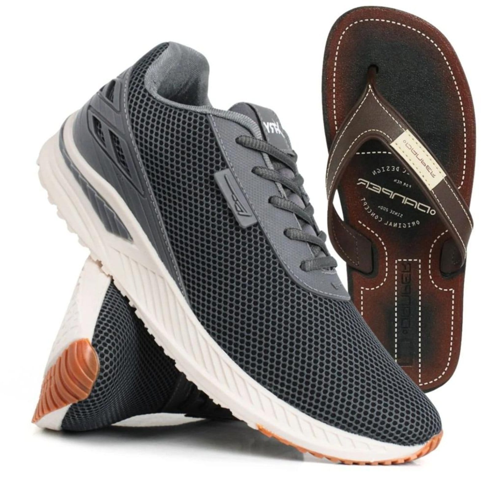 Kit Tênis Masculino Esportivo Running Confortável + Chinelo Dedo