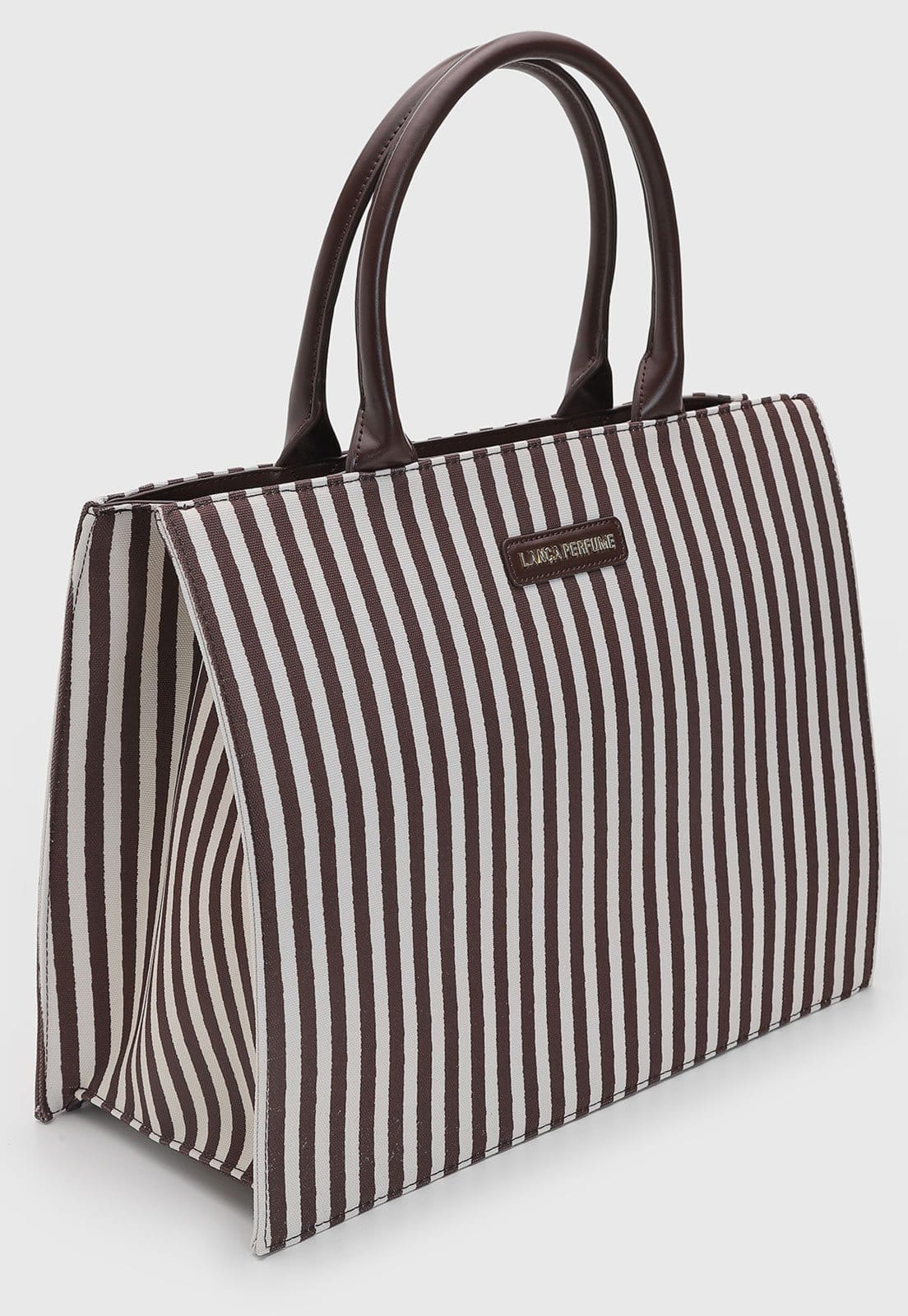 Vista 2 Bolsa Feminina Lança Perfume Estruturada Listrada Lança Perfume marrom