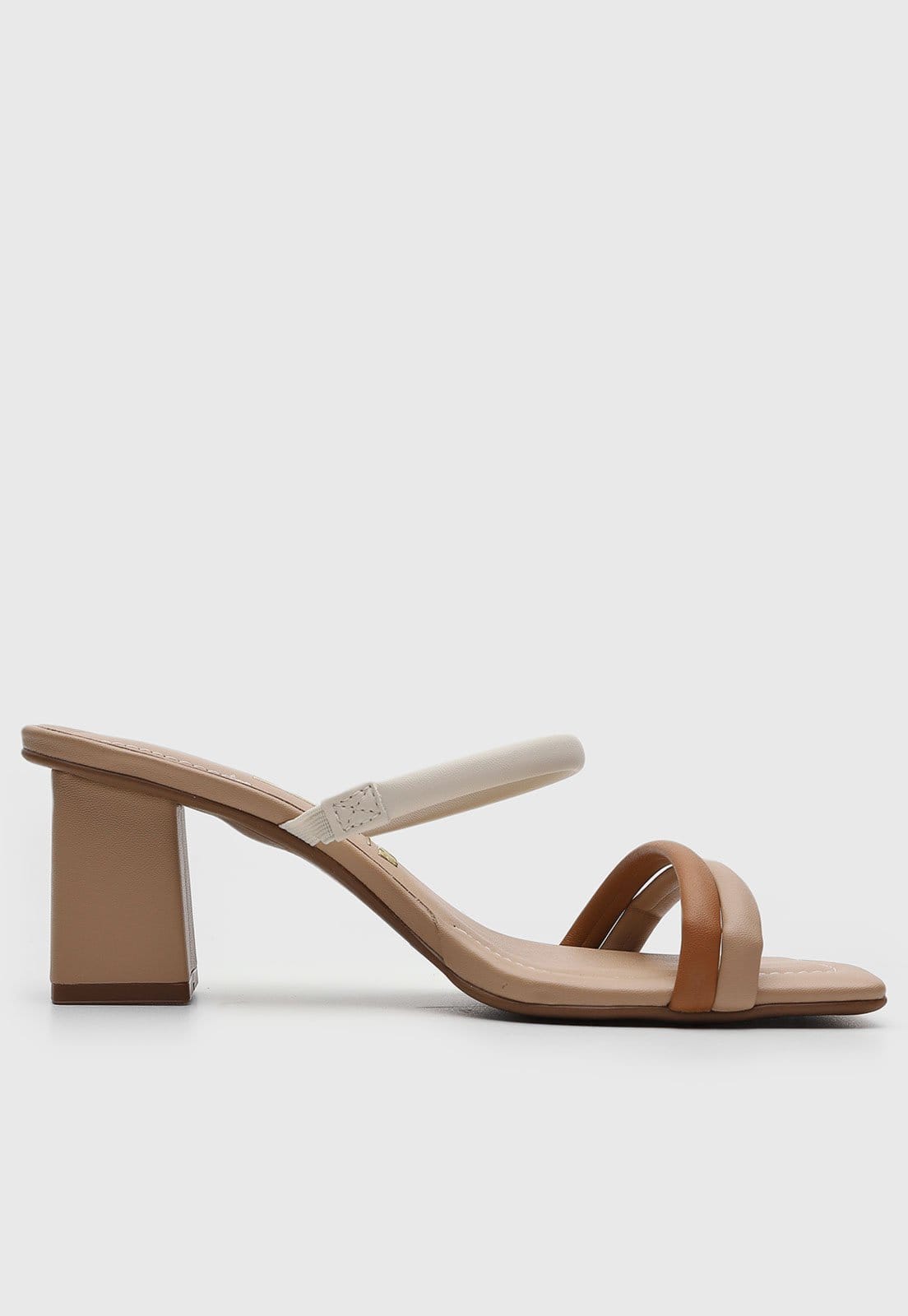 Vista 2 Sandália Vizzano Tiras Dupla Salto Greosso VIZZANO bege