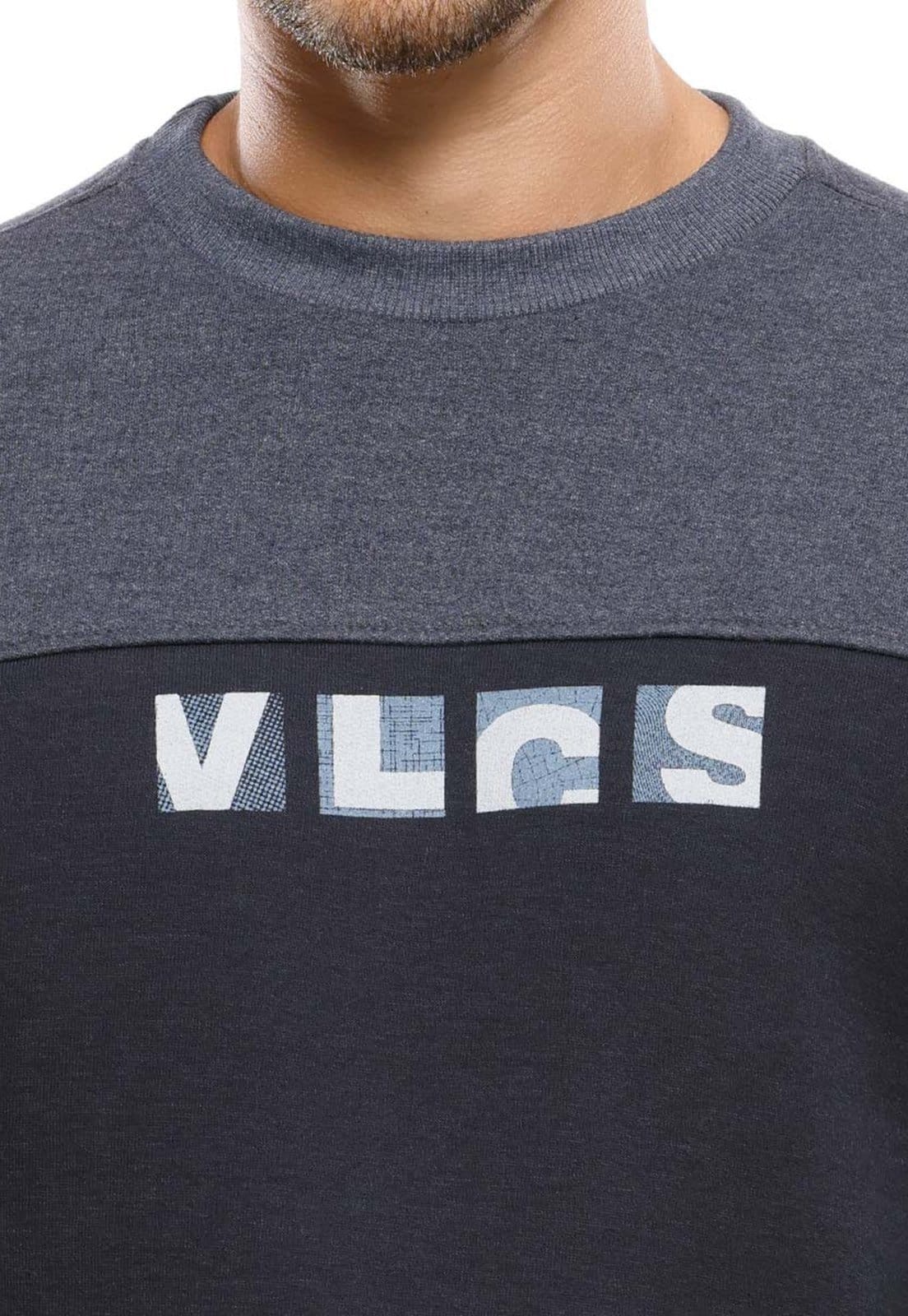 Vista 2 Moletom Gola Careca Masculino VLCS VLCS VIOLAÇÕES azul marinho