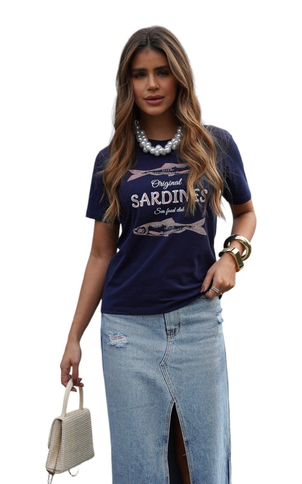 Camiseta Feminina Cianitas Estampa Original Sardines