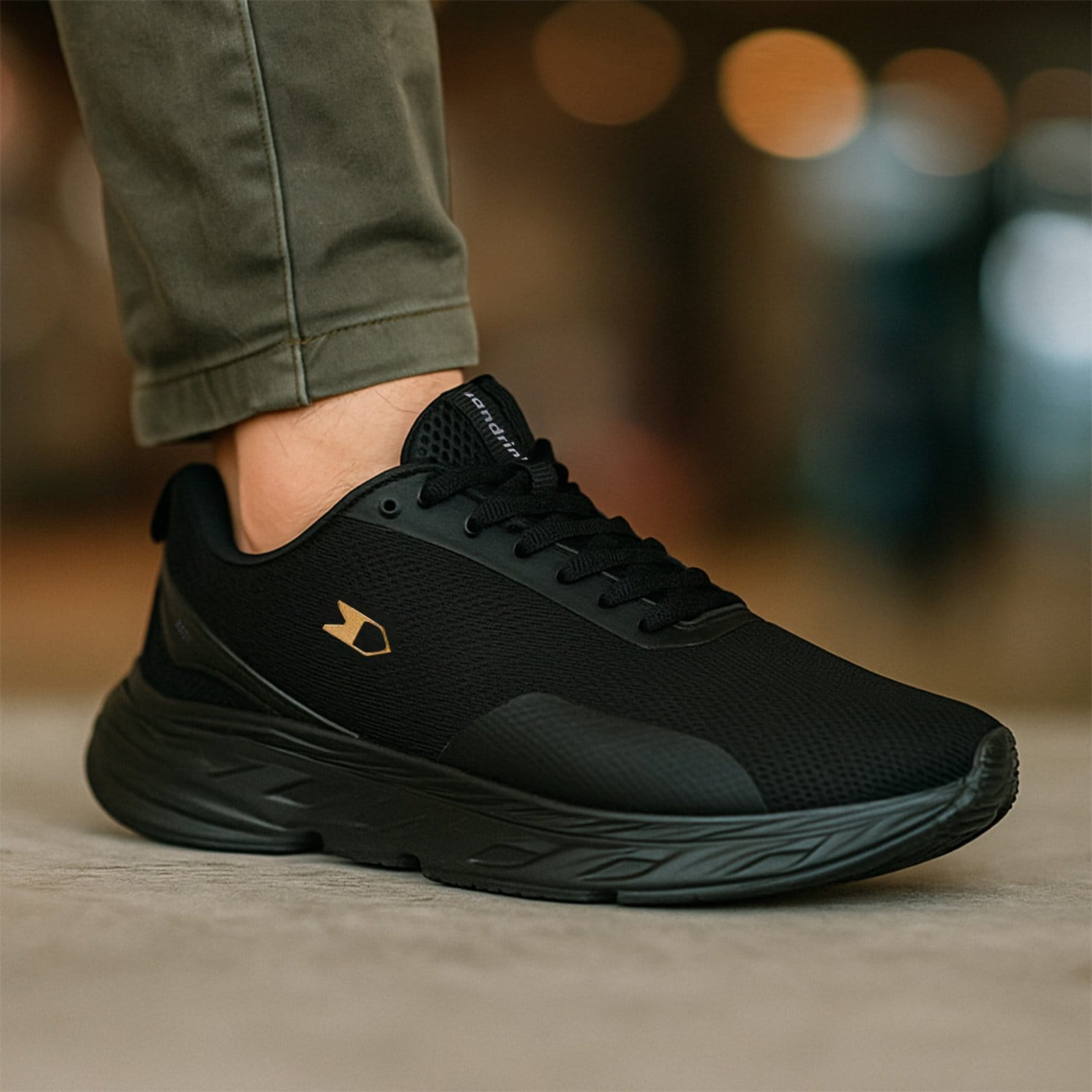 Vista 2 Tênis Masculino Sandrini Drift Esportivo Leve Caminhada Sandrini dourado/preto