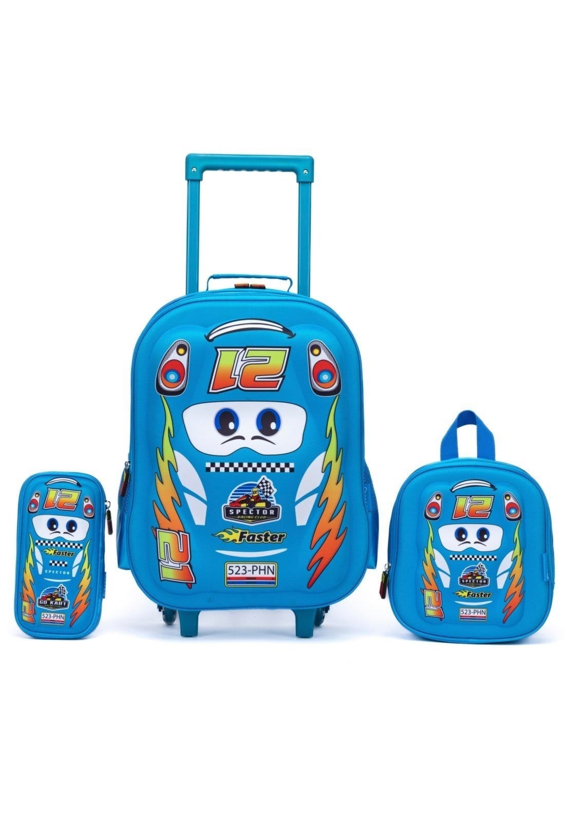 Infantil - Kit Mochila Bolsa Escolar Carrinho Masculina Reforçada