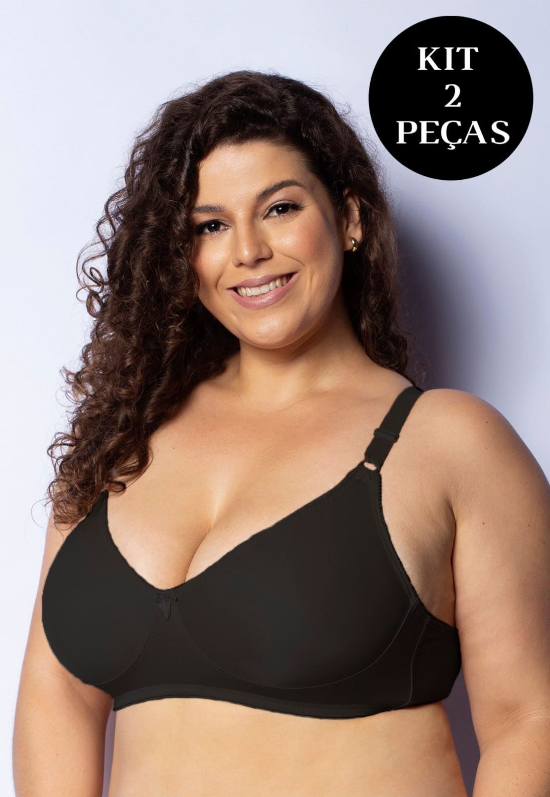 Vista principal Kit 2 Sutiãs Reforçado Gabi Lingerie Plus Size Sem Bojo Sustentação Compressão Cinta Gabi Lingerie multicolorido