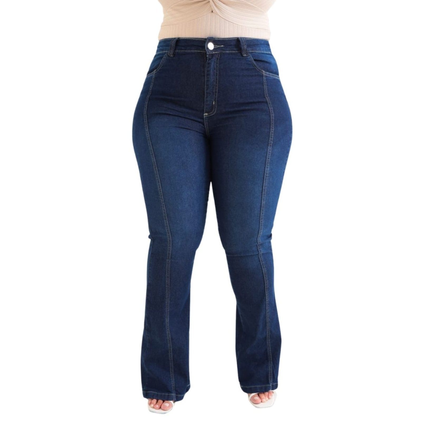 Calça Feminina Flare Jeans com Nervura Frontal