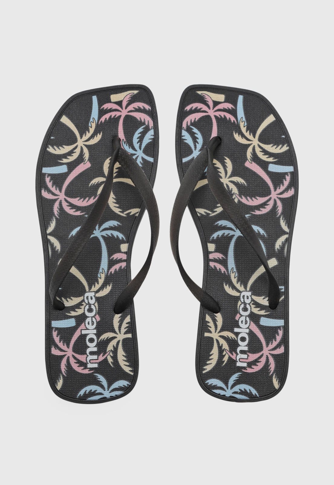Vista principal Chinelo Feminino Moleca Estampa Coqueiros MOLECA preto