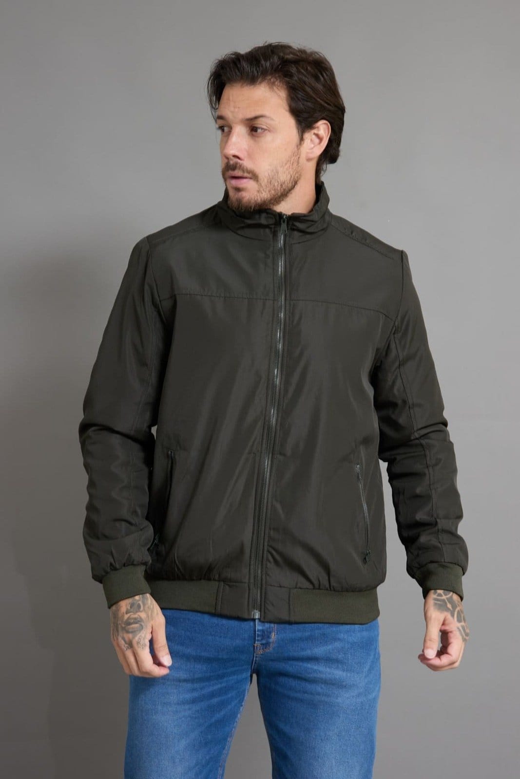 Jaqueta Bomber Masculina com Recortes Dialogo Jeans