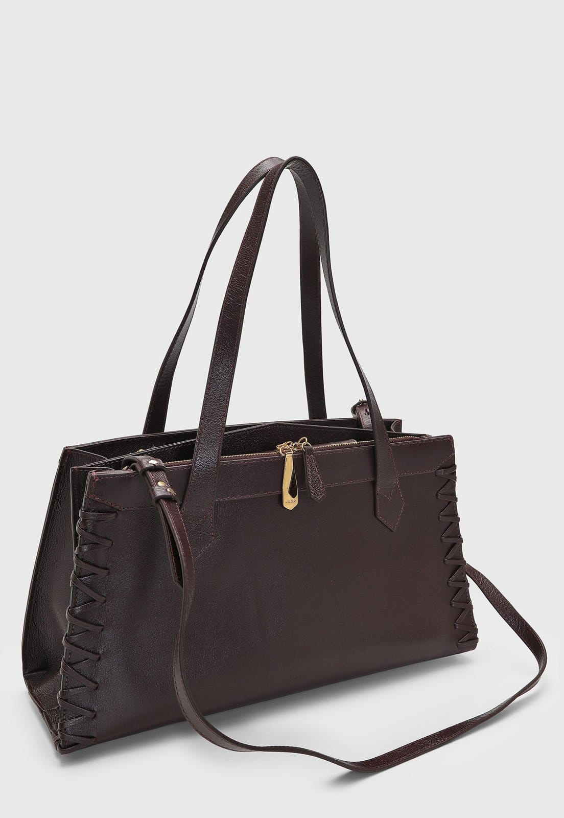 Vista 2 Bolsa Feminina Arezzo Grande Trançado Dark Arezzo marrom