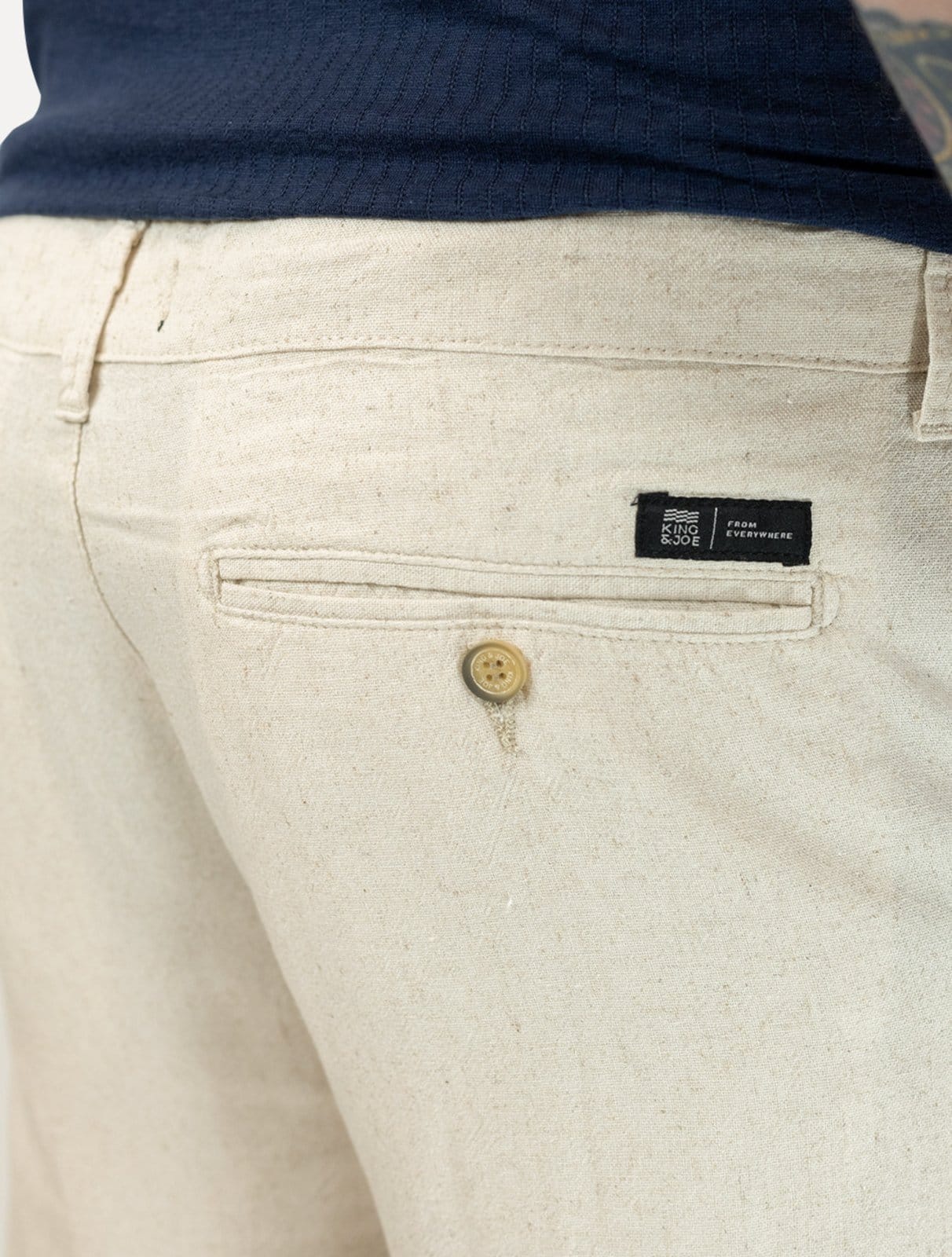 Vista 2 Bermuda King & Joe Masculina Slim Linho Off White King & Joe off-white white