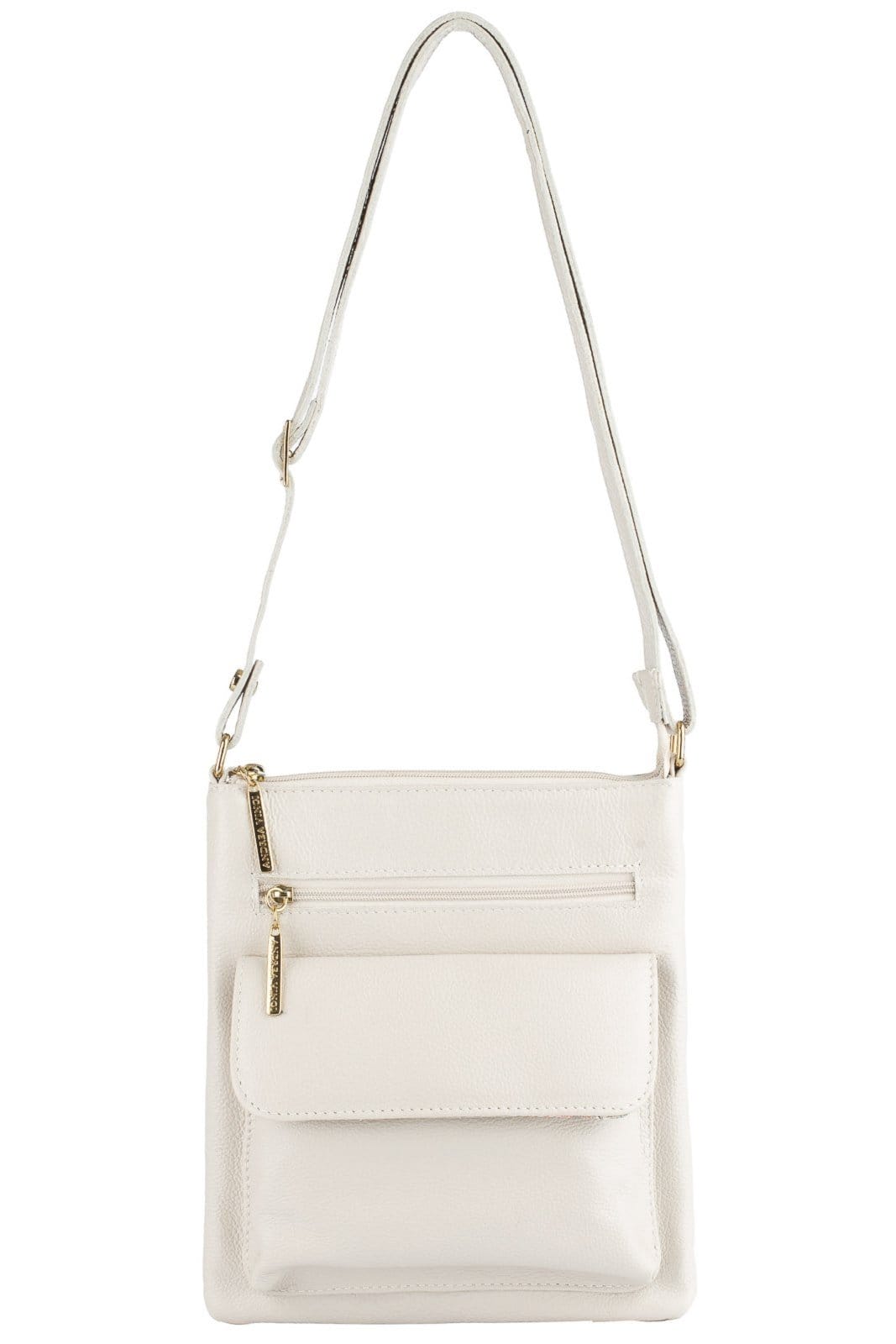 Bolsa pequena transversal de couro liso Alana - Marfim