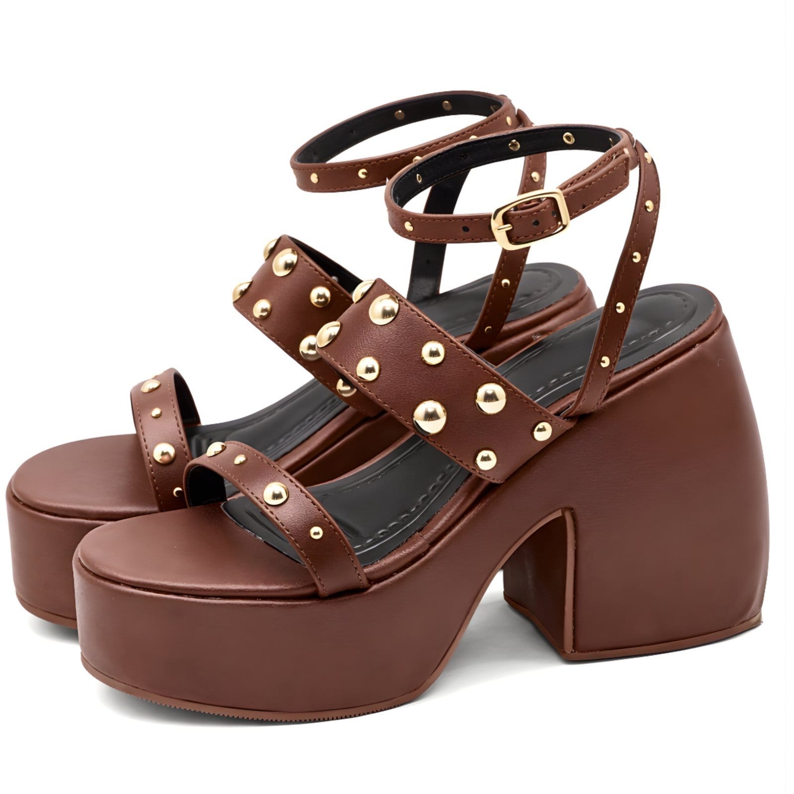 Vista 2 Sandalia Feminina Anabela Alta Meia Pata 183180 Cacau Hannah Footwear marrom