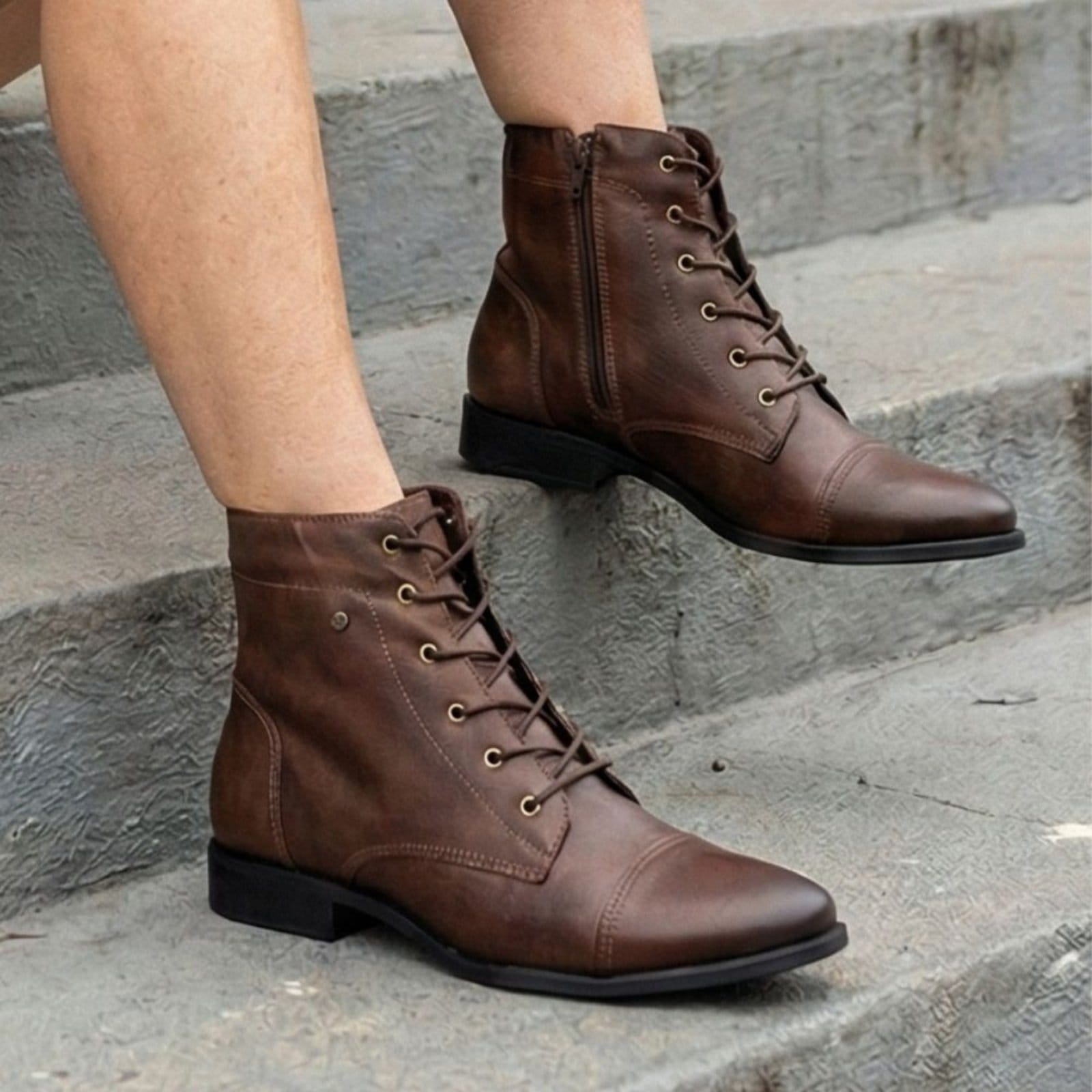 Vista 2 Bota Luna Couro Pinhao - LUN688 Perlatto marrom