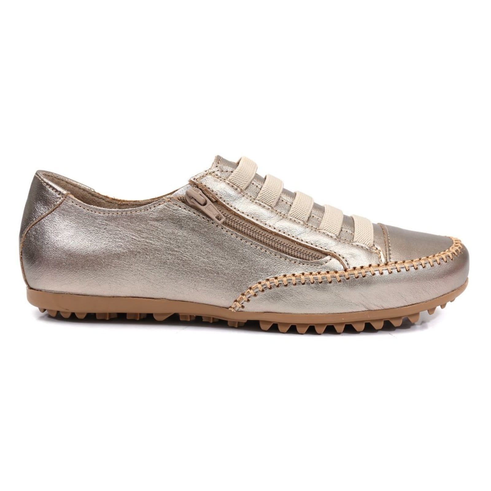 Vista 2 Sapatênis Feminino Metalizado De Couro Com Zíper Prata Velha ROMEU E JULIETA SHOES prata velho