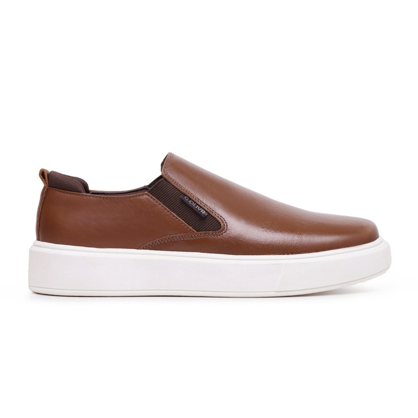 Sapatenis Slip On Lavini Couro Casual Casamento Sola Alta Café
