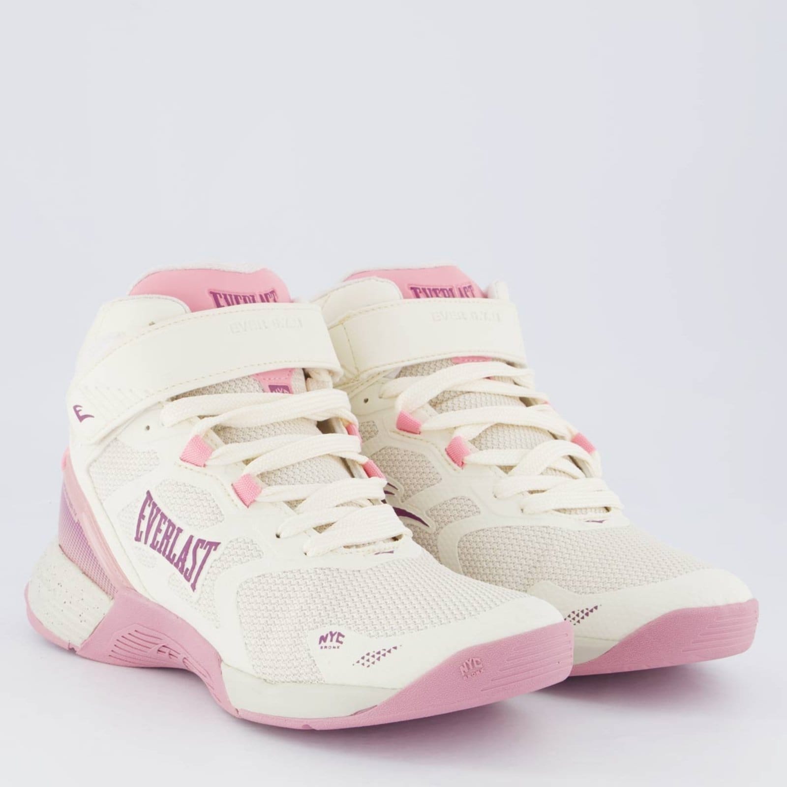 Vista 2 Tênis Everlast Monster 4 Feminino Off White e Rosa Everlast rosa white