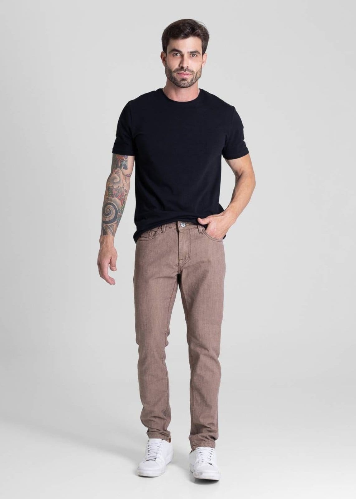 Vista 2 Calça Sarja Sawary Slim - 281626 Sawary marrom