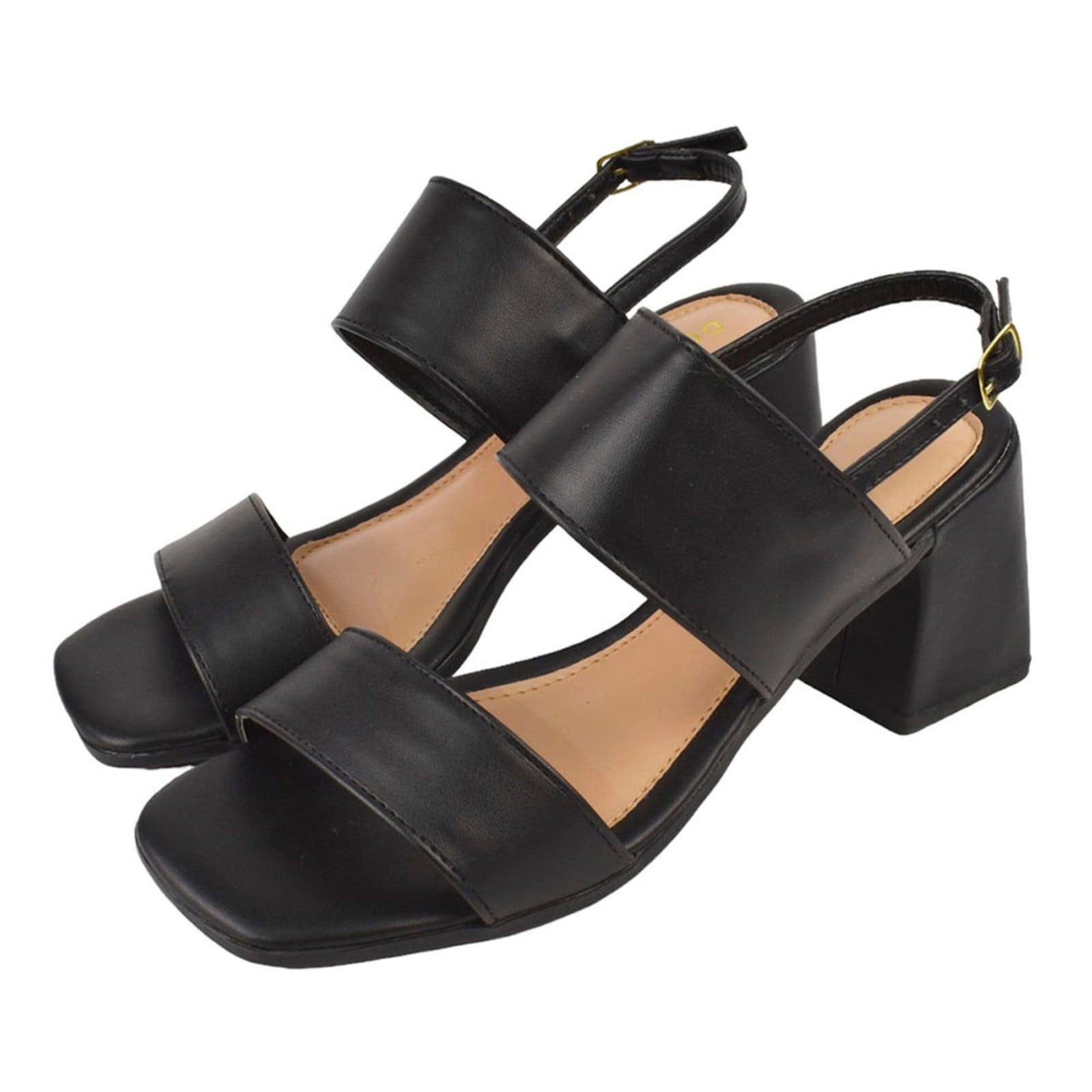 Sandália Feminina CM Calçados Bico Quadrado Salto Alto Casual Santorine