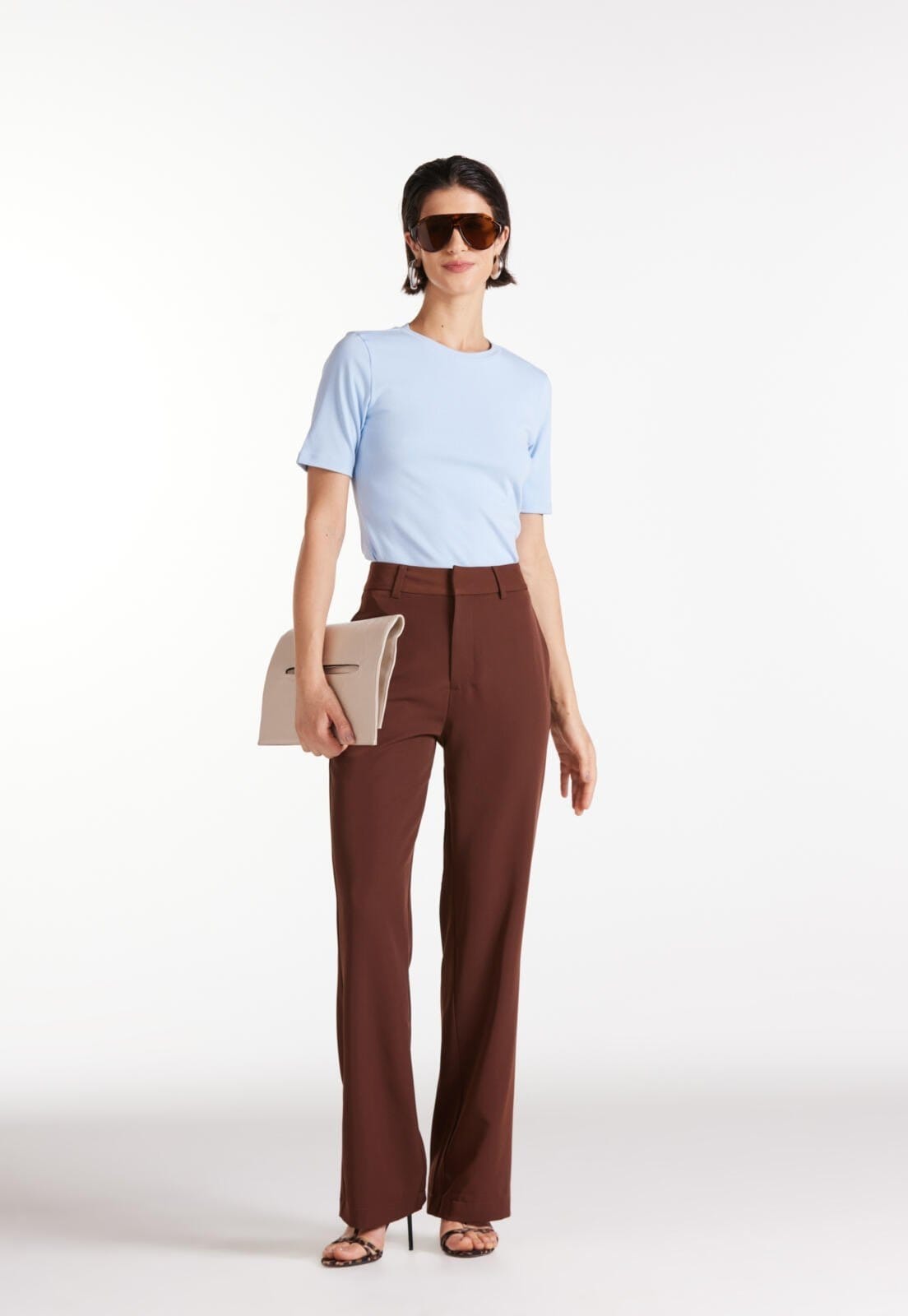 Calça Alfaiataria Cintura Alta Traymon Cacau