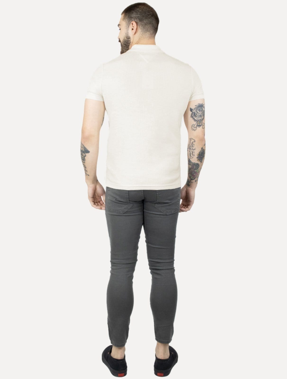 Vista 2 Polo Tommy Hilfiger Masculina Mercerised Jacquard Off White Tommy Hilfiger off-white white