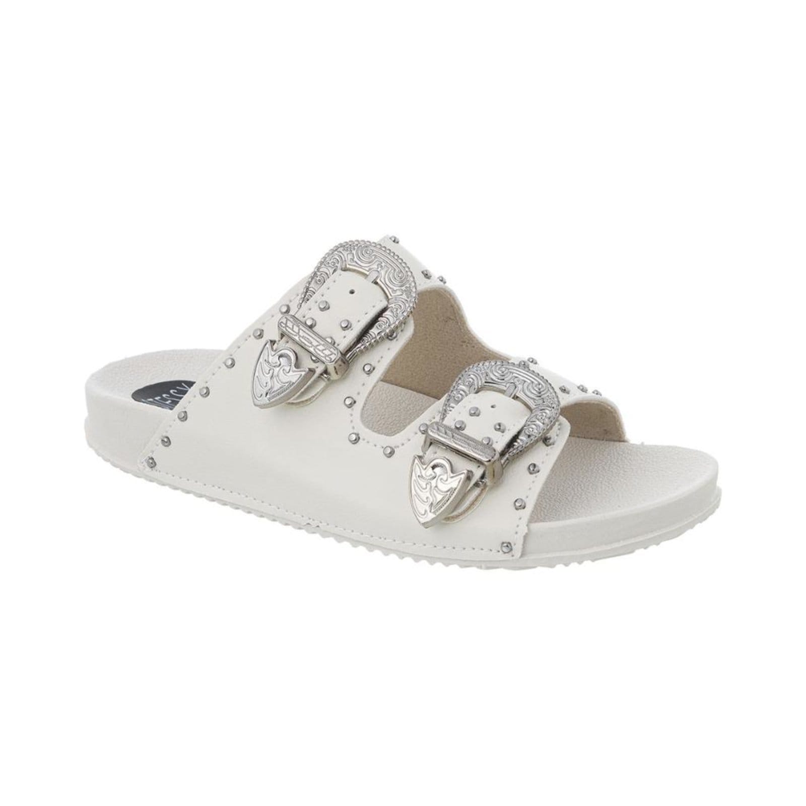 Sandália Papete Feminina Rasteirinha Fivelas Moda Original Off-white