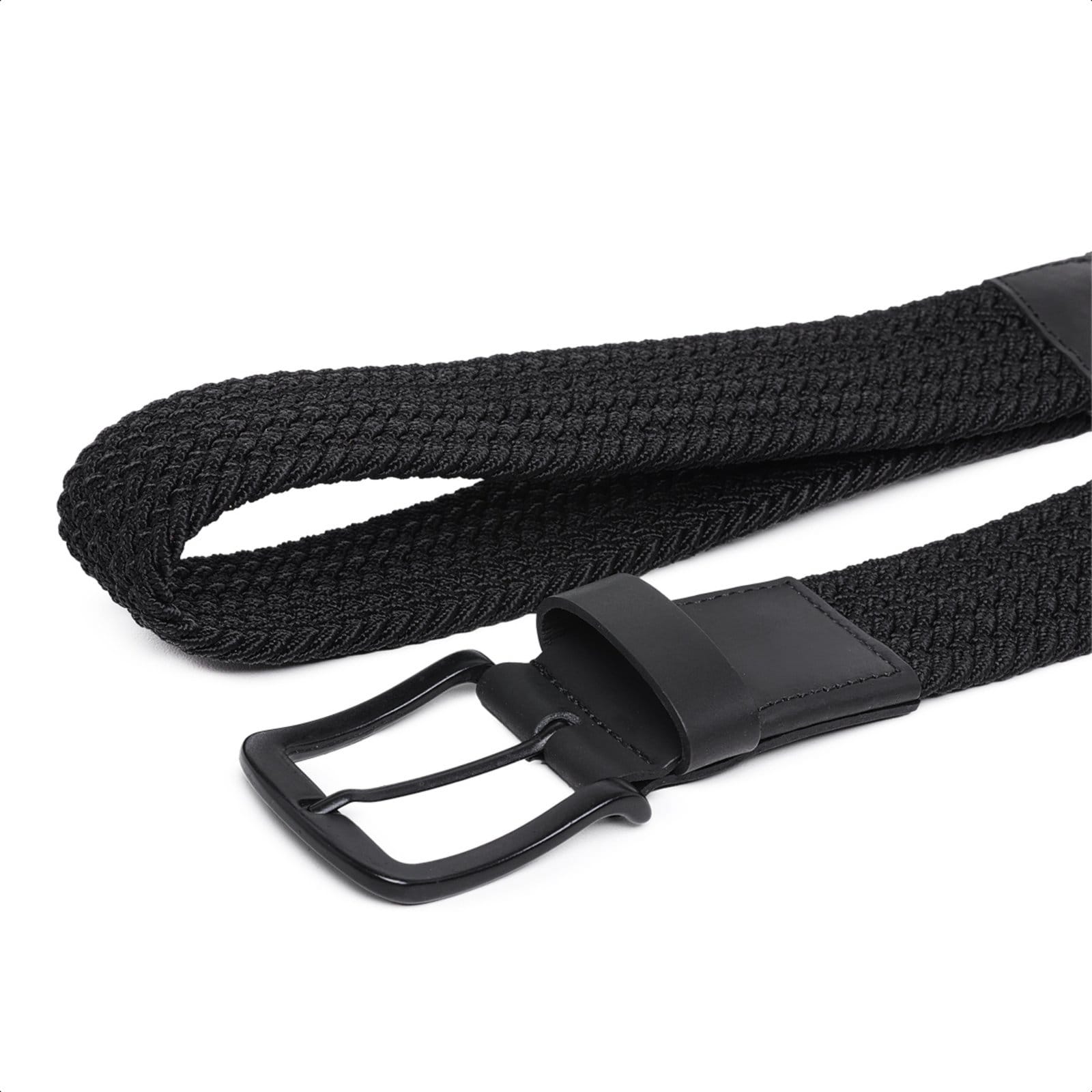 Vista principal Cinto Masculino Flex Couro e Elástico Trancado Casual Ajustável Confortável Carmelo Shoes Esportivo CARMELO SHOES preto