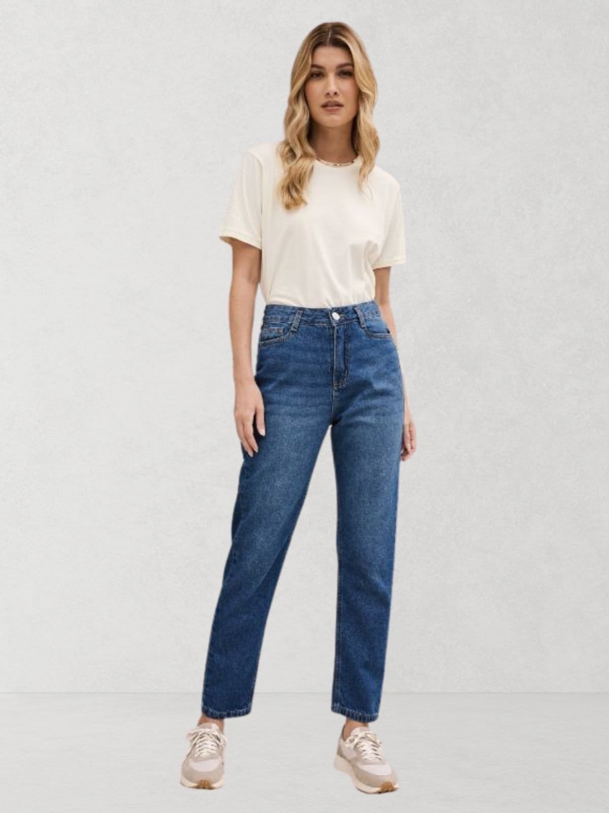 Calça Via Lessa Austin Modelagem Mom Jeans Escuro