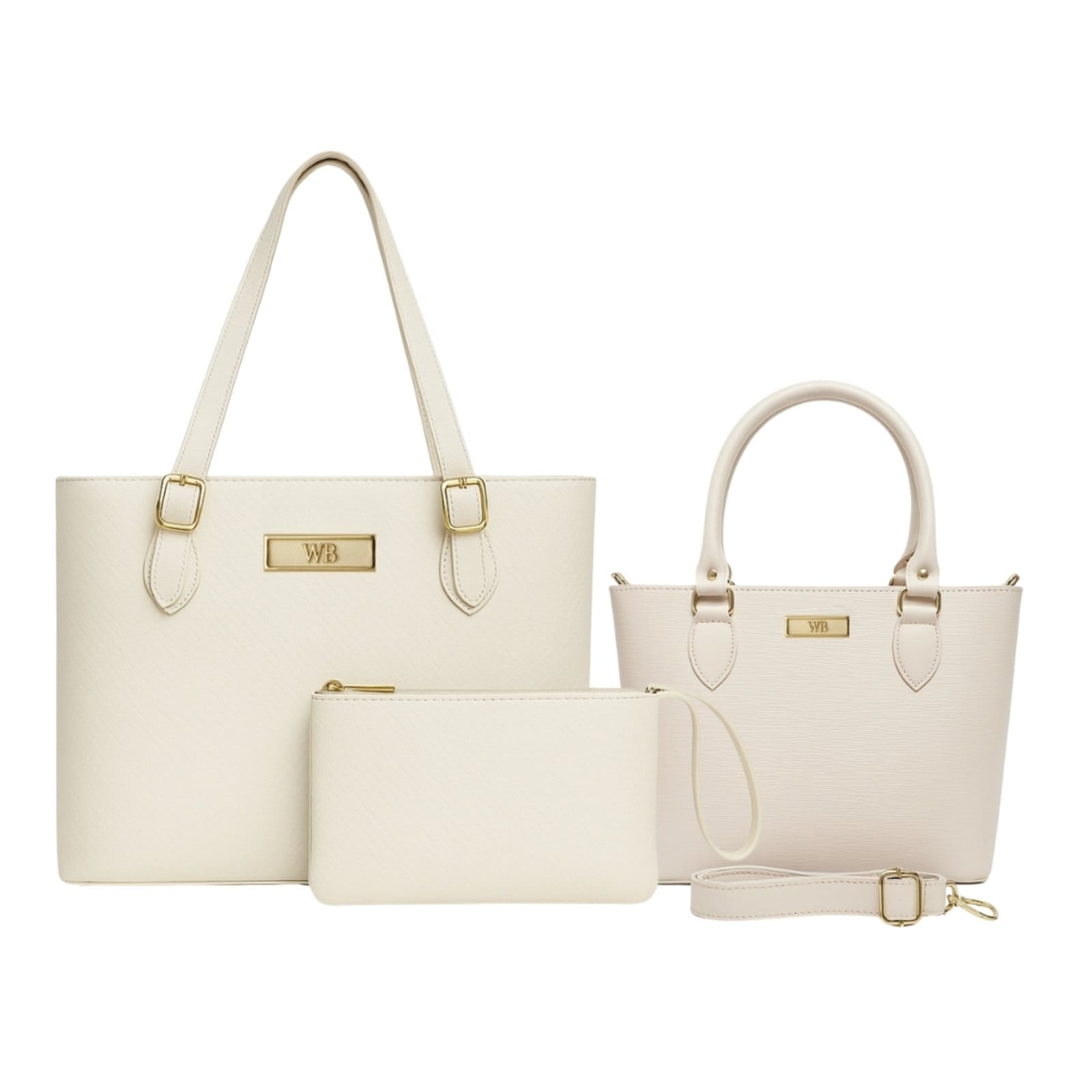 Kit Bolsa Feminina Willibags Sacola Grande Espaçosa + Bolsa Média Com Divisórias E Alça Transversal - Gelo