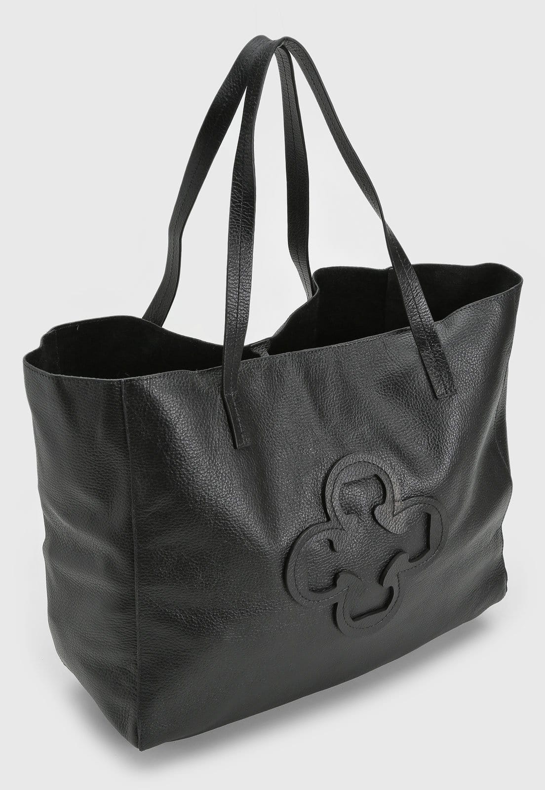 Vista 2 Bolsa Sacola Feminina Capodarte Logo Preta Capodarte preto