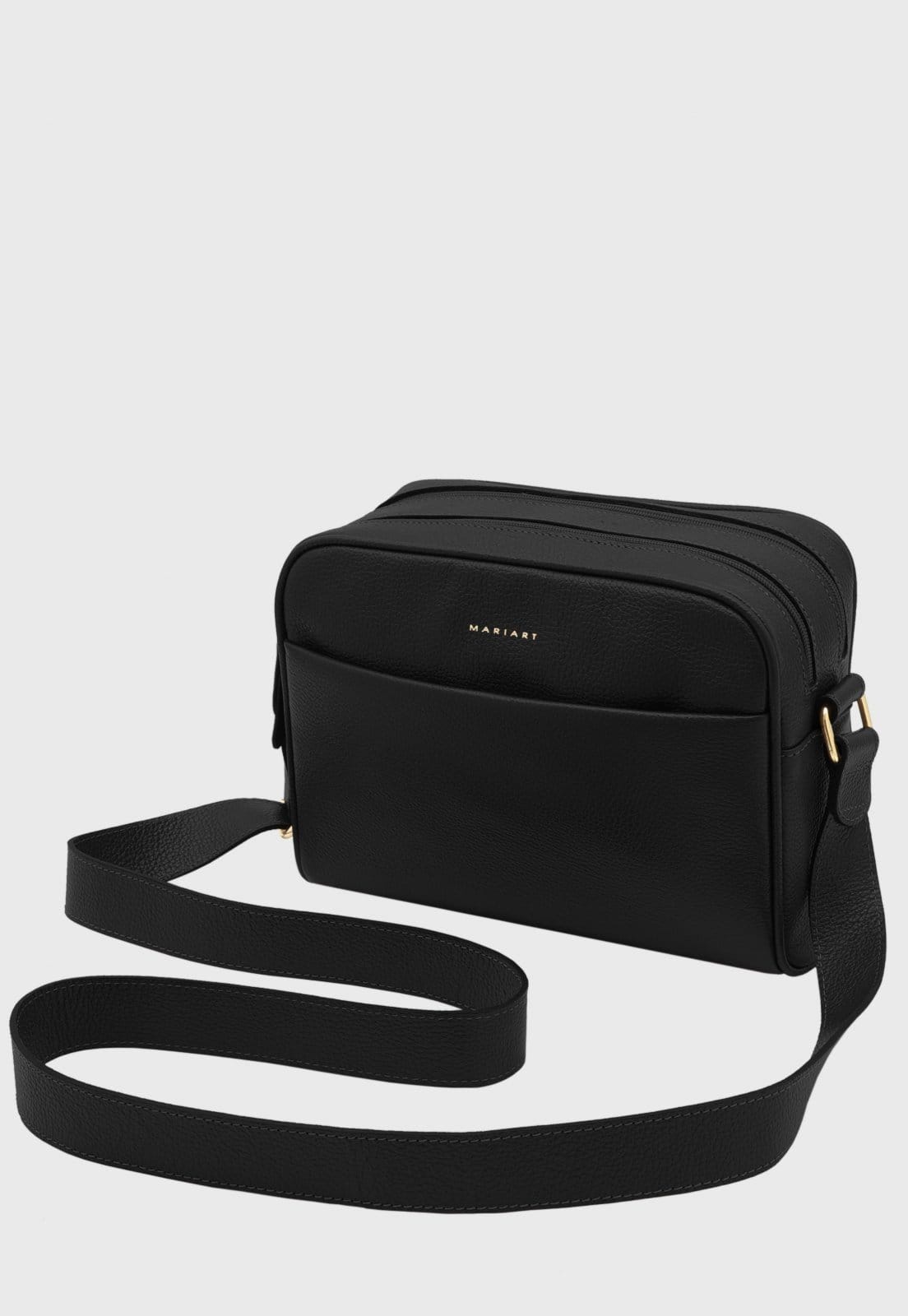 Bolsa Transversal de Couro Mariart Pupunha Preta