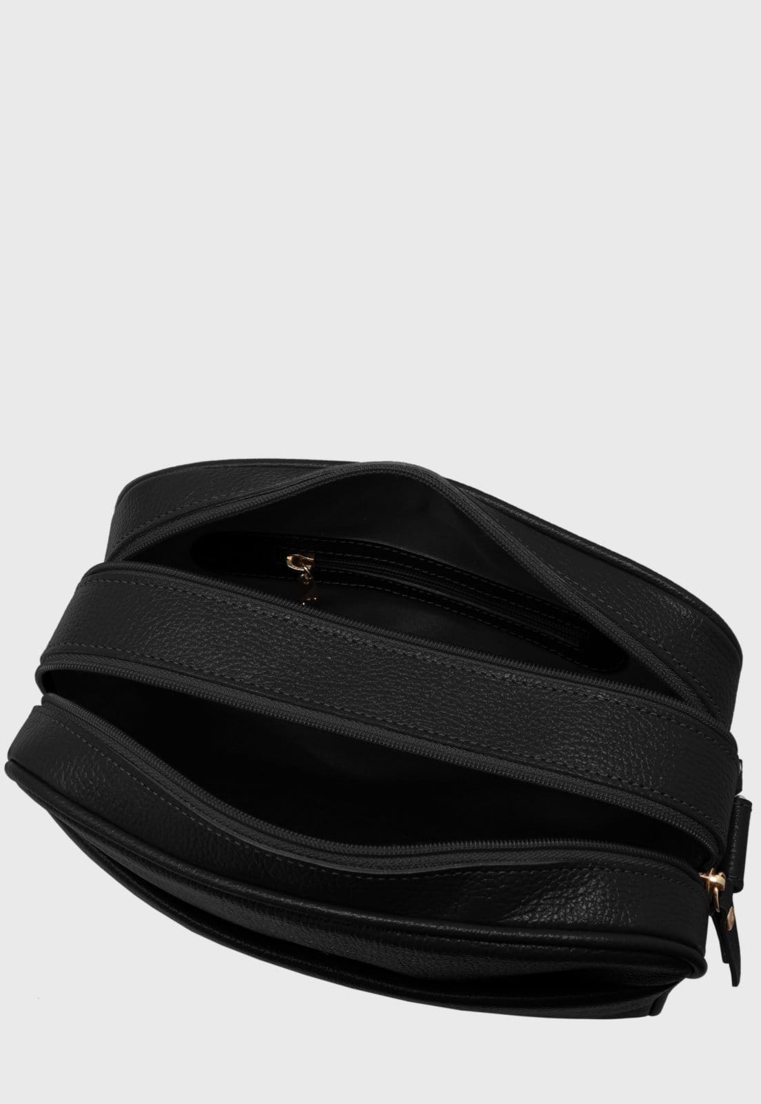 Vista 2 Bolsa Transversal de Couro Mariart Pupunha Preta Mariart preto