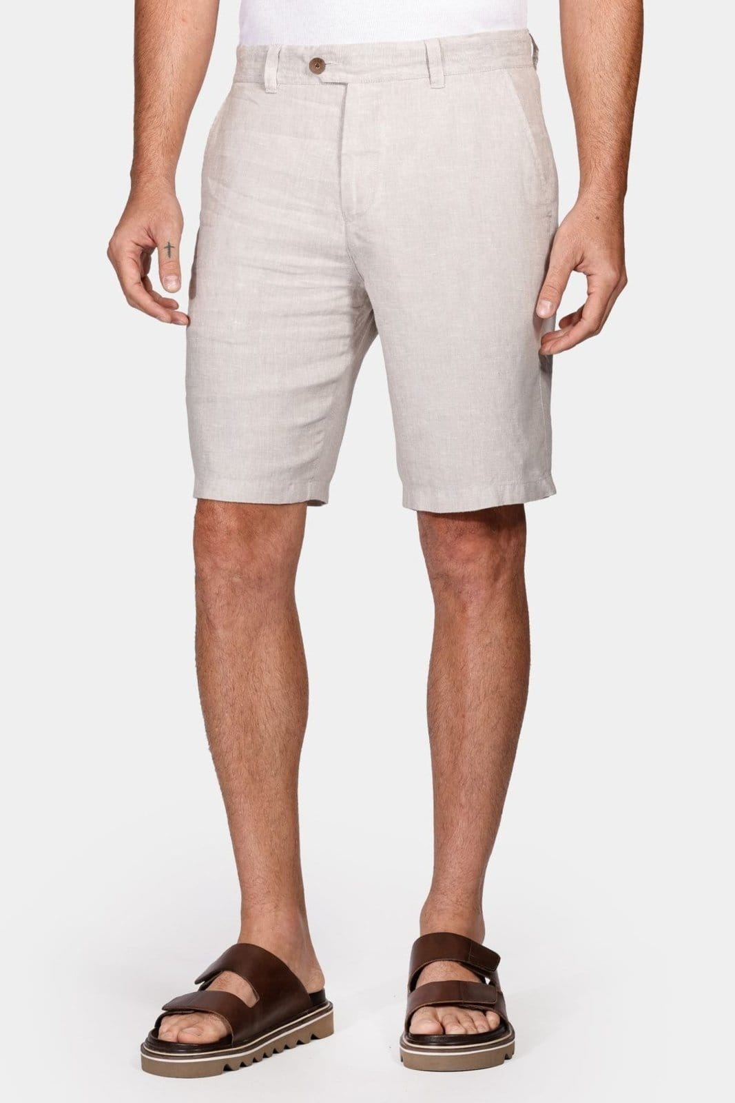 Bermuda Aramis Resort Linho Com Bolso Cáqui Pedra