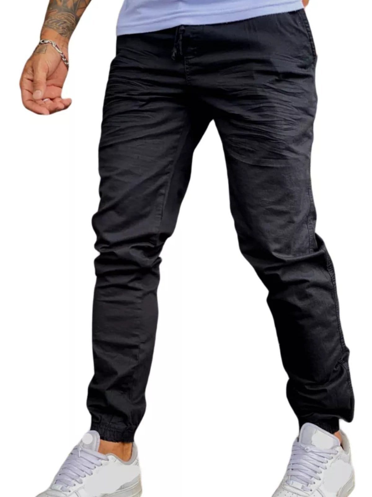 Vista 2 Calça Jogger Masculina Jeans Light com Elástico JEANS LIGHT preto