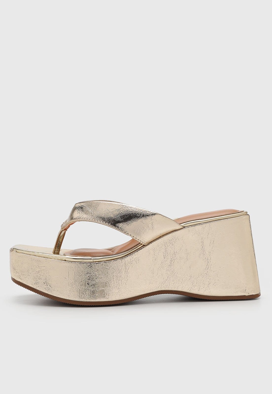 Sandália Feminina Vizzano Salto Anabela Dourada