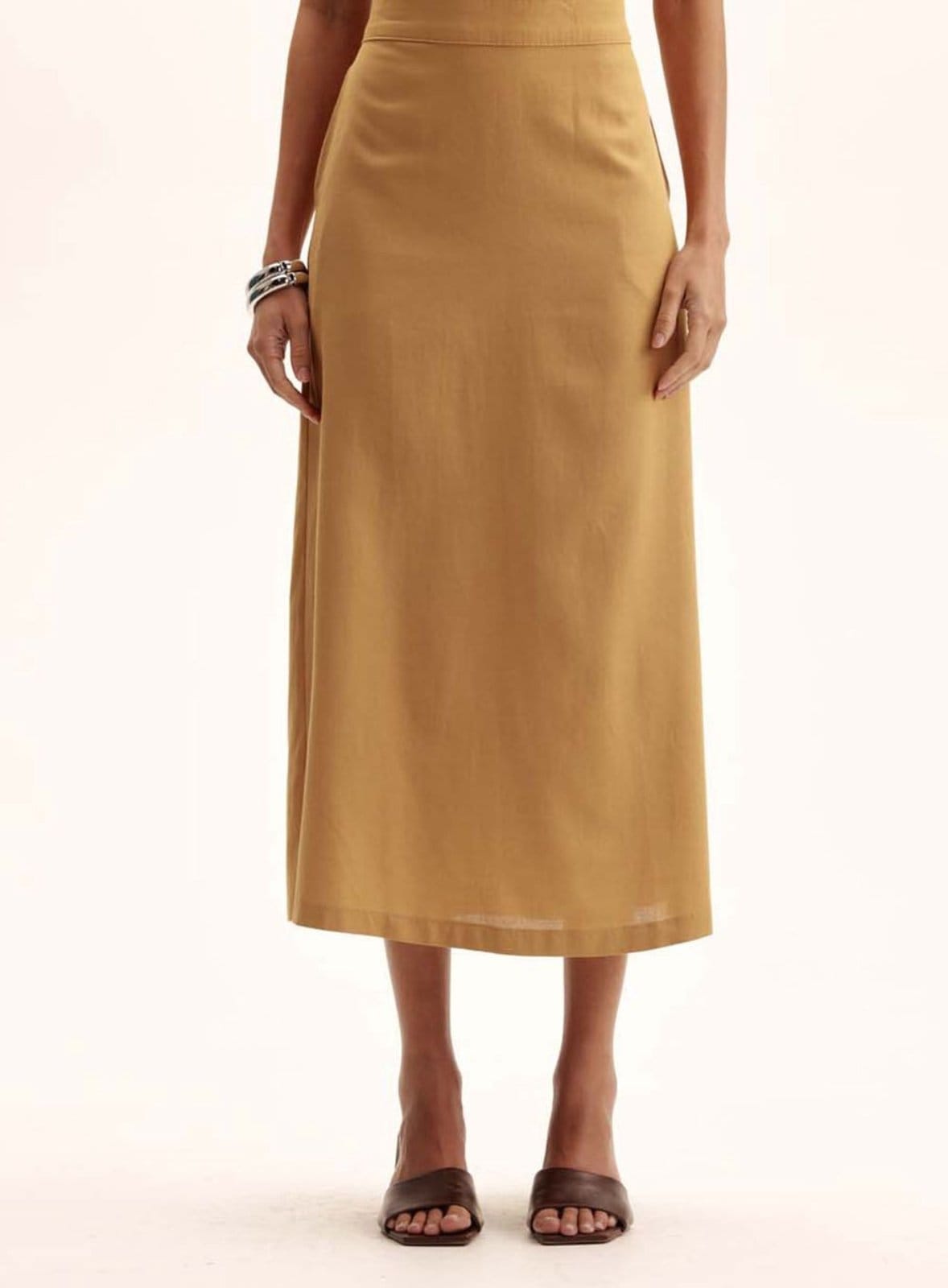 Saia Linho Comfort Midi com Zíper Triton Bee