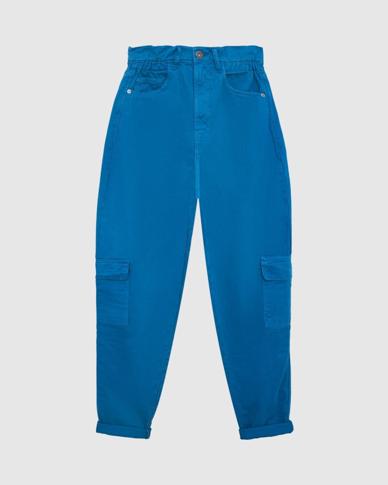 Calça Feminina Slouchy Bolso Lateral Em Sarja 100% Algodão