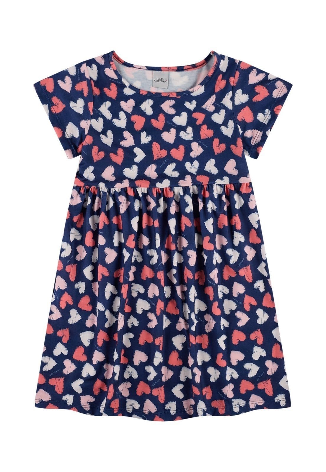 Vista 2 Infantil - Vestido Coraçãozinhos Marinho VIDA COSTEIRA azul marinho