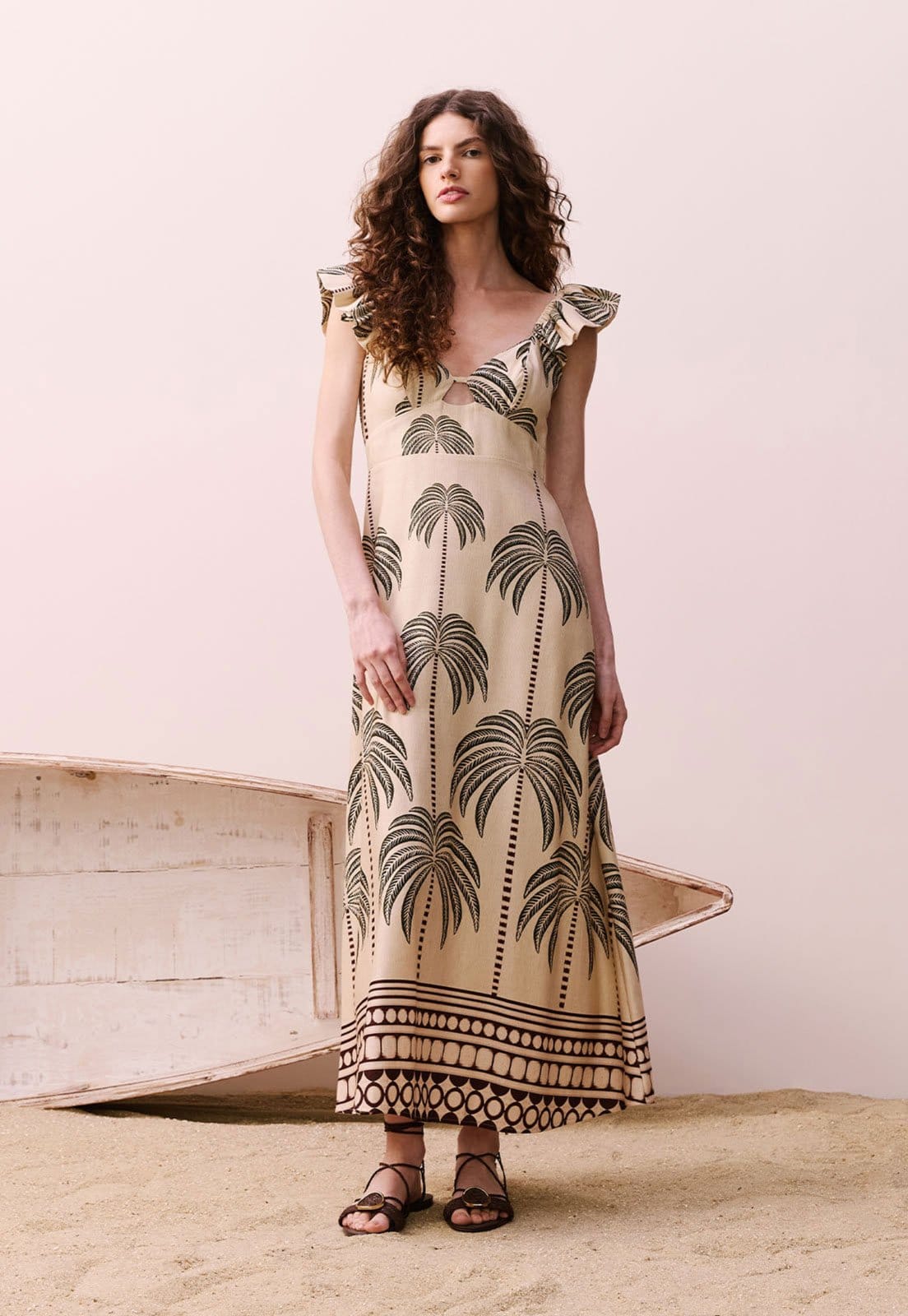 Vestido CaCay Midi Alça Babado