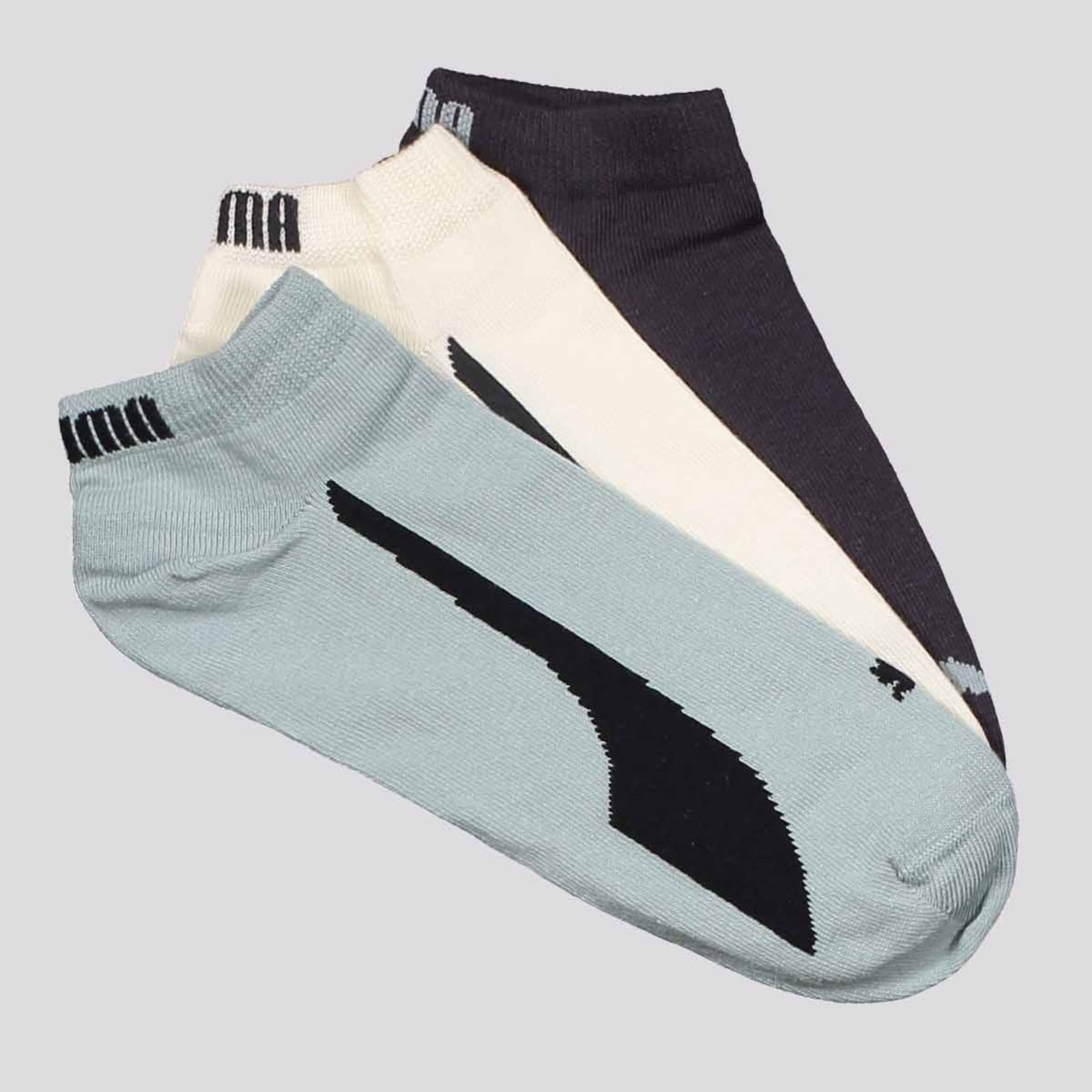 Kit Meia Puma Sapatilha 3 Bege Preta e