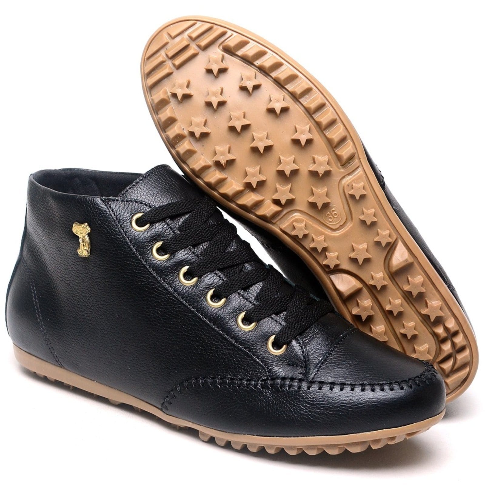 Vista 2 Bota Feminina Cano Curto Sem Salto Confortável Preta ROMEU E JULIETA SHOES preto