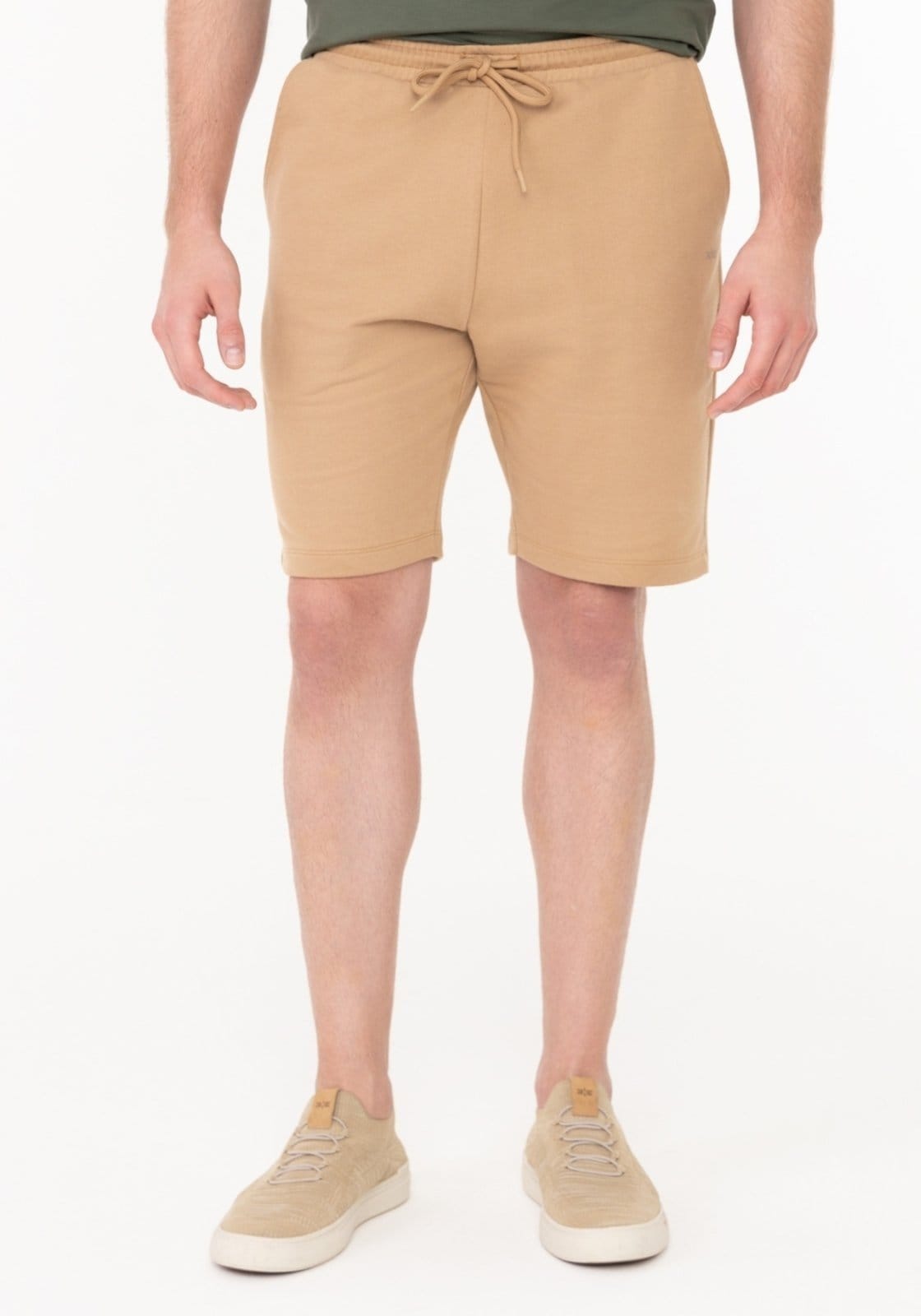 Bermuda De Moletom Sem Felpa Com Cadarço E Bolsos - 2