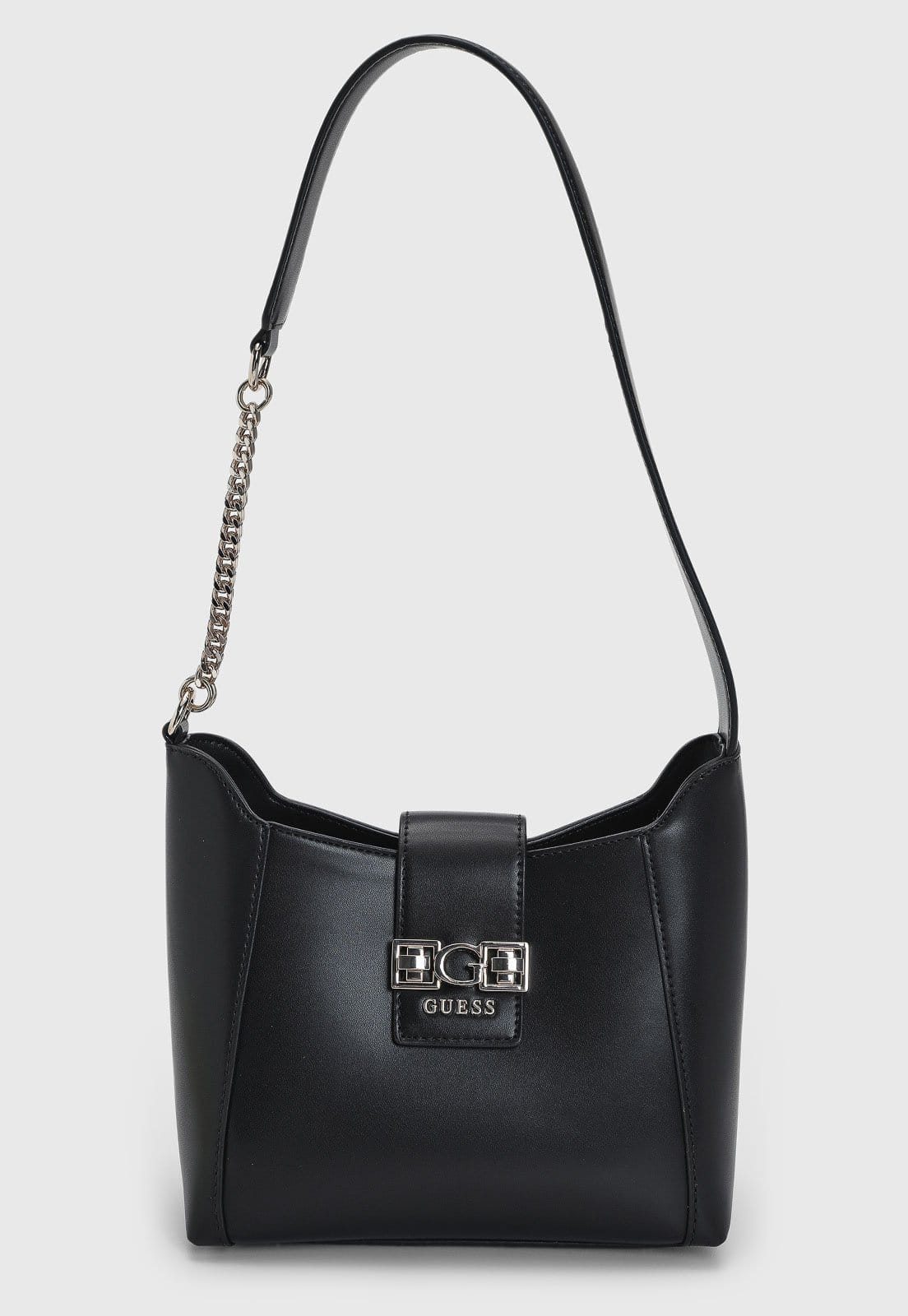 Bolsa Feminina Guess Média Aba Corrente Preta