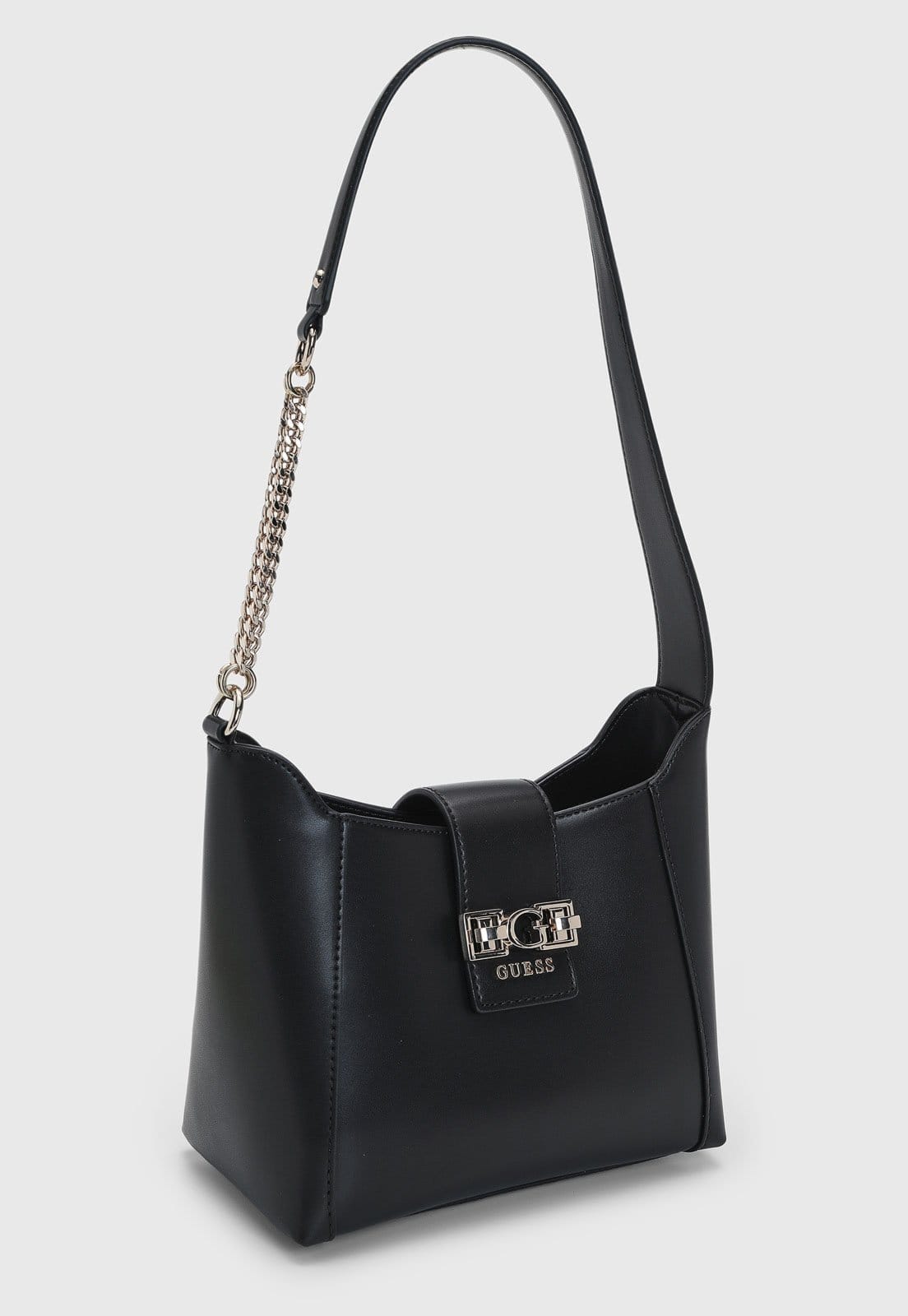 Vista 2 Bolsa Feminina Guess Média Aba Corrente Preta Guess preto