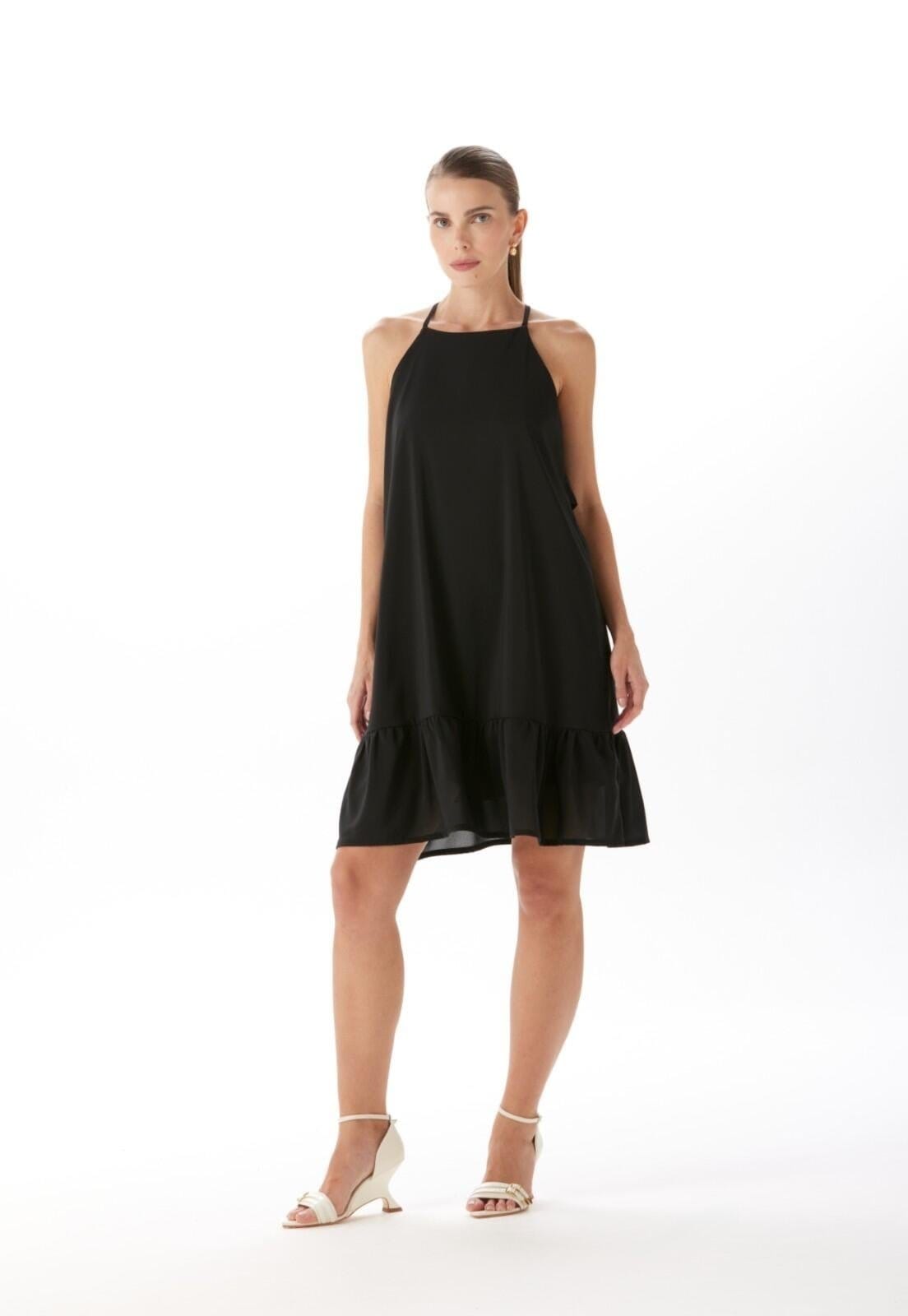 Vestido Curto De Alça Com Babado Traymon Gg