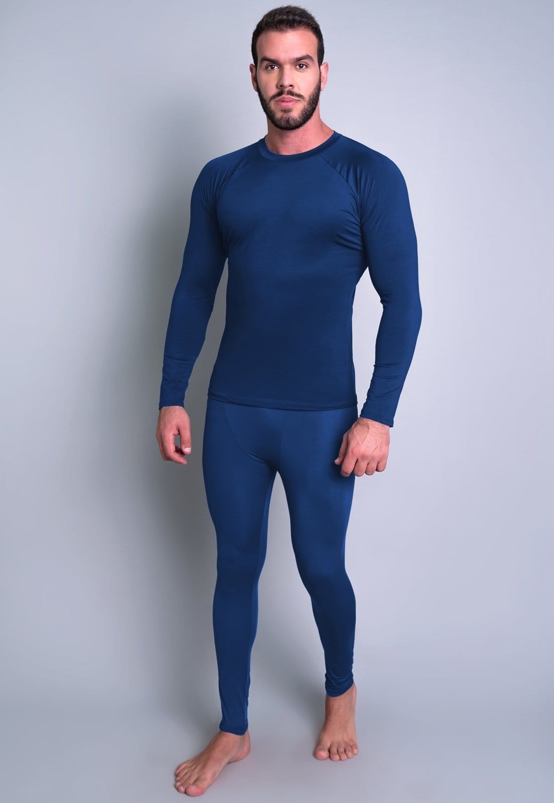 Conjunto Térmico MVB Modas Masculina Segunda Pele Proteção Uv 50+ Azul