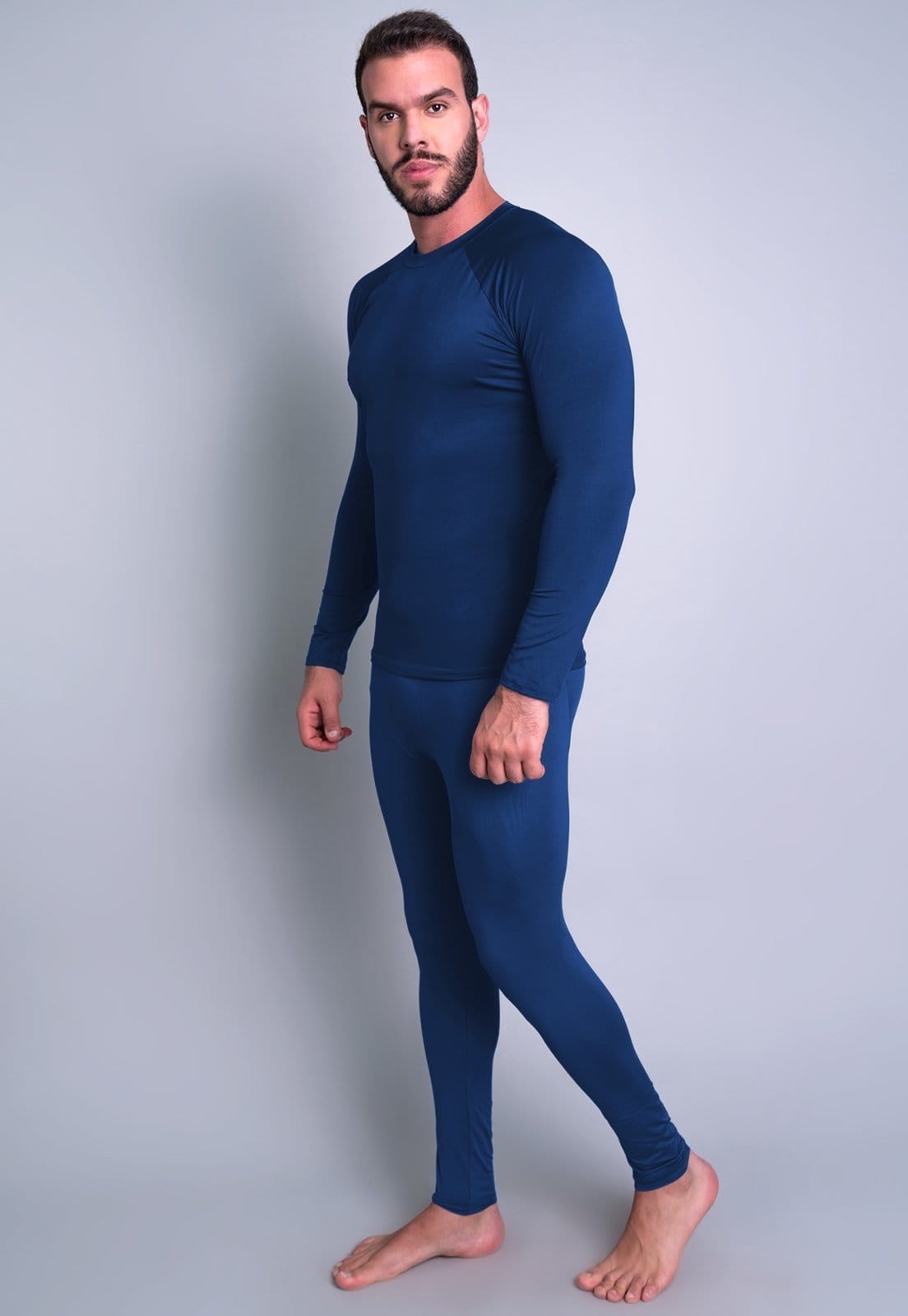 Vista 2 Conjunto Térmico MVB Modas Masculina Segunda Pele Proteção Uv 50+ Azul Mvb Modas azul marinho