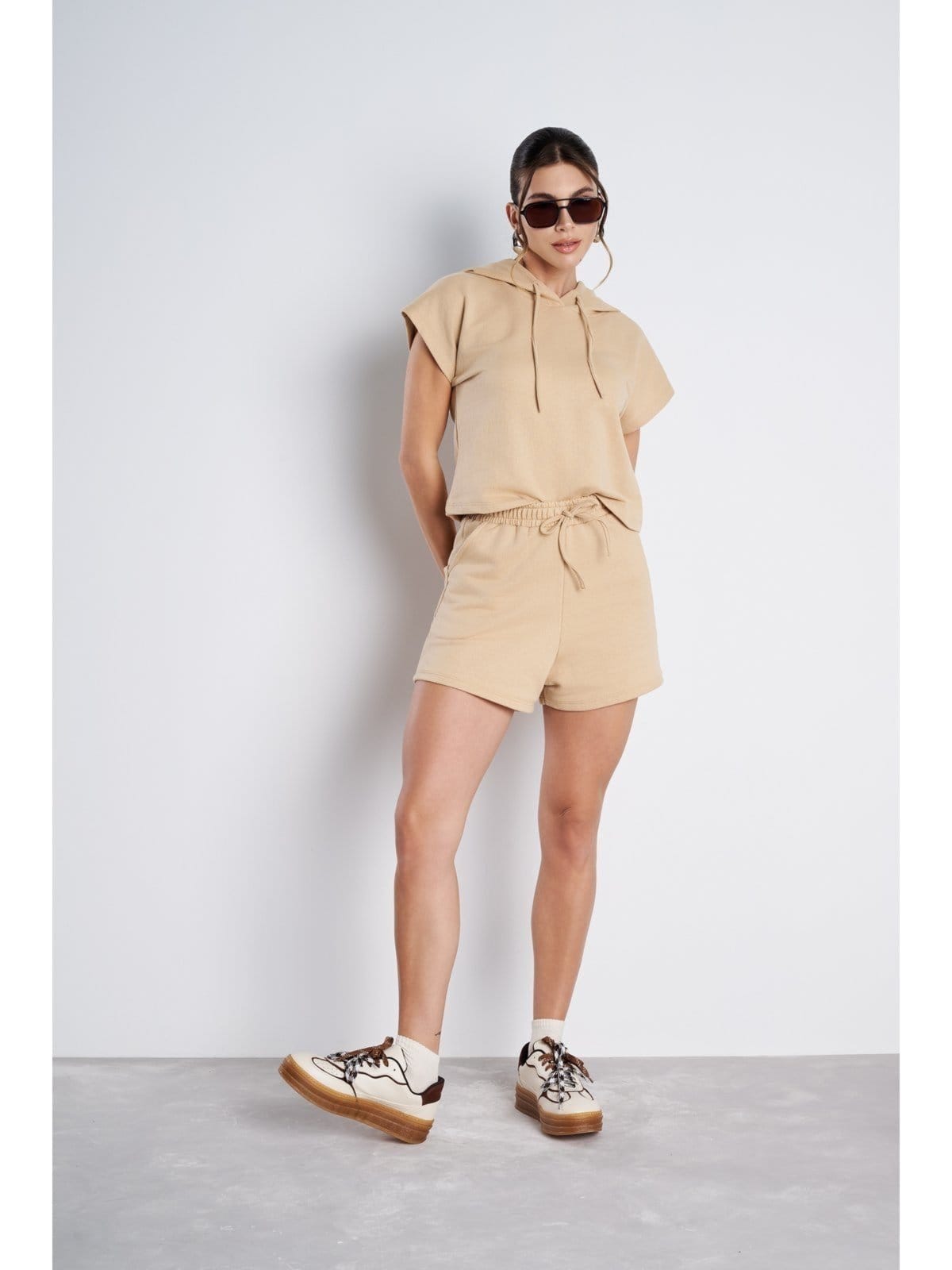 Vista 2 Conjunto Feminino Meujeans Essenza Moletinho Cappuccino Meu Jeans bege