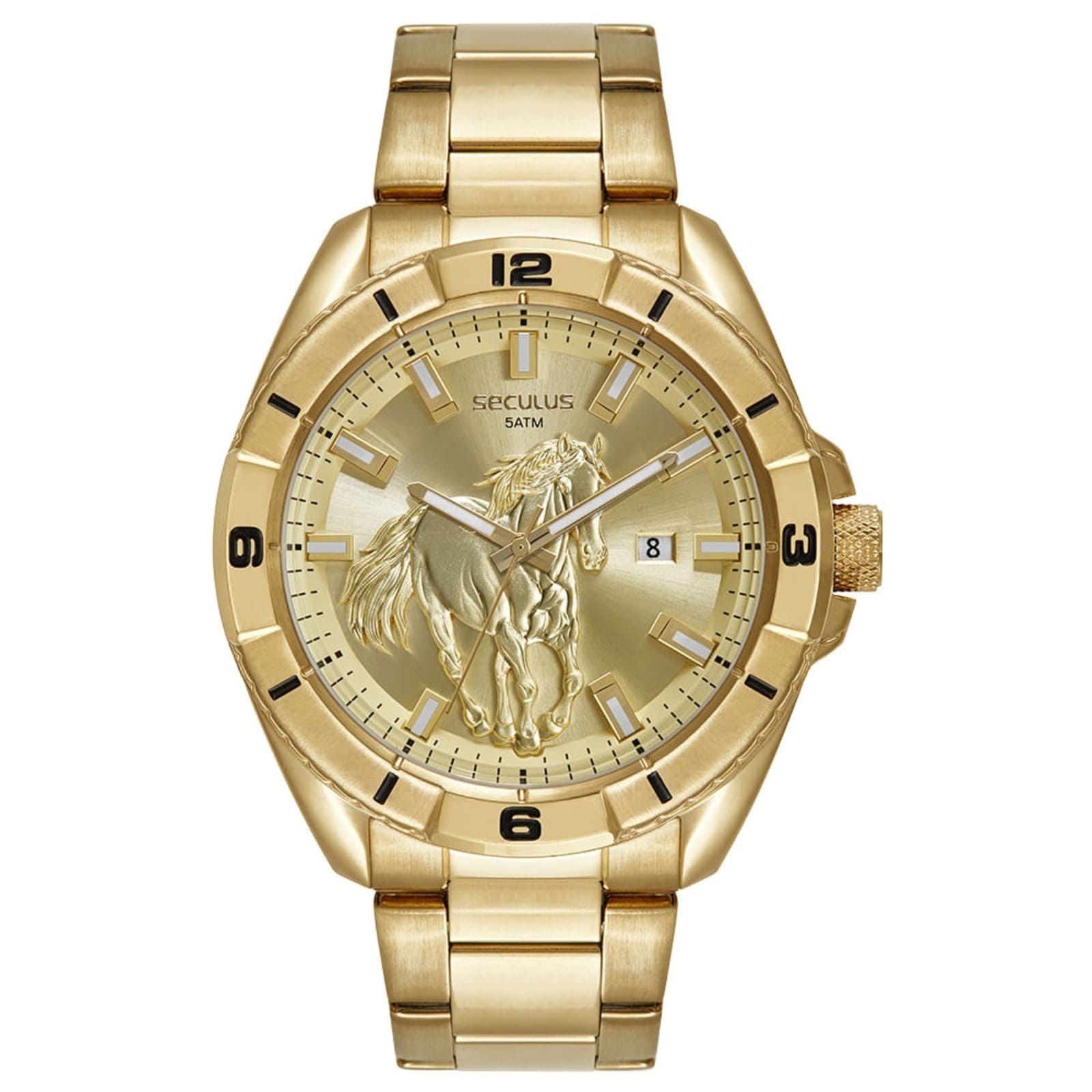 Vista principal Relógio Masculino Seculus Aço Estilo Country Seculus dourado