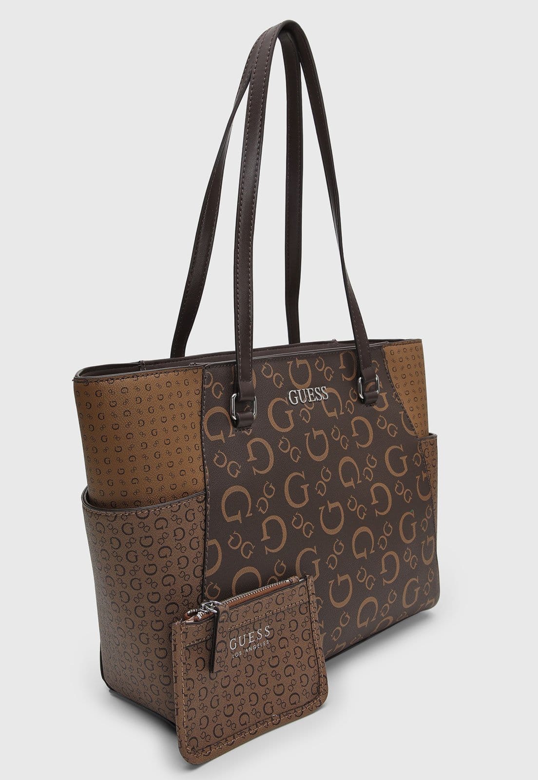 Vista 2 Kit Bolsa e Porta Moedas Guess Monograma Guess marrom