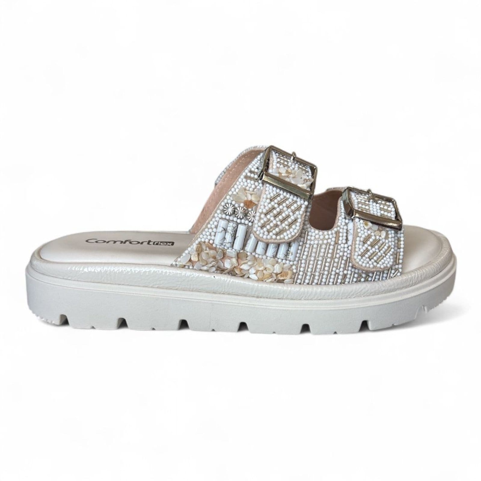 Vista 2 Sandália Feminina Coconut Pedraria Comfortflex 2546435-2 Comfortflex off-white