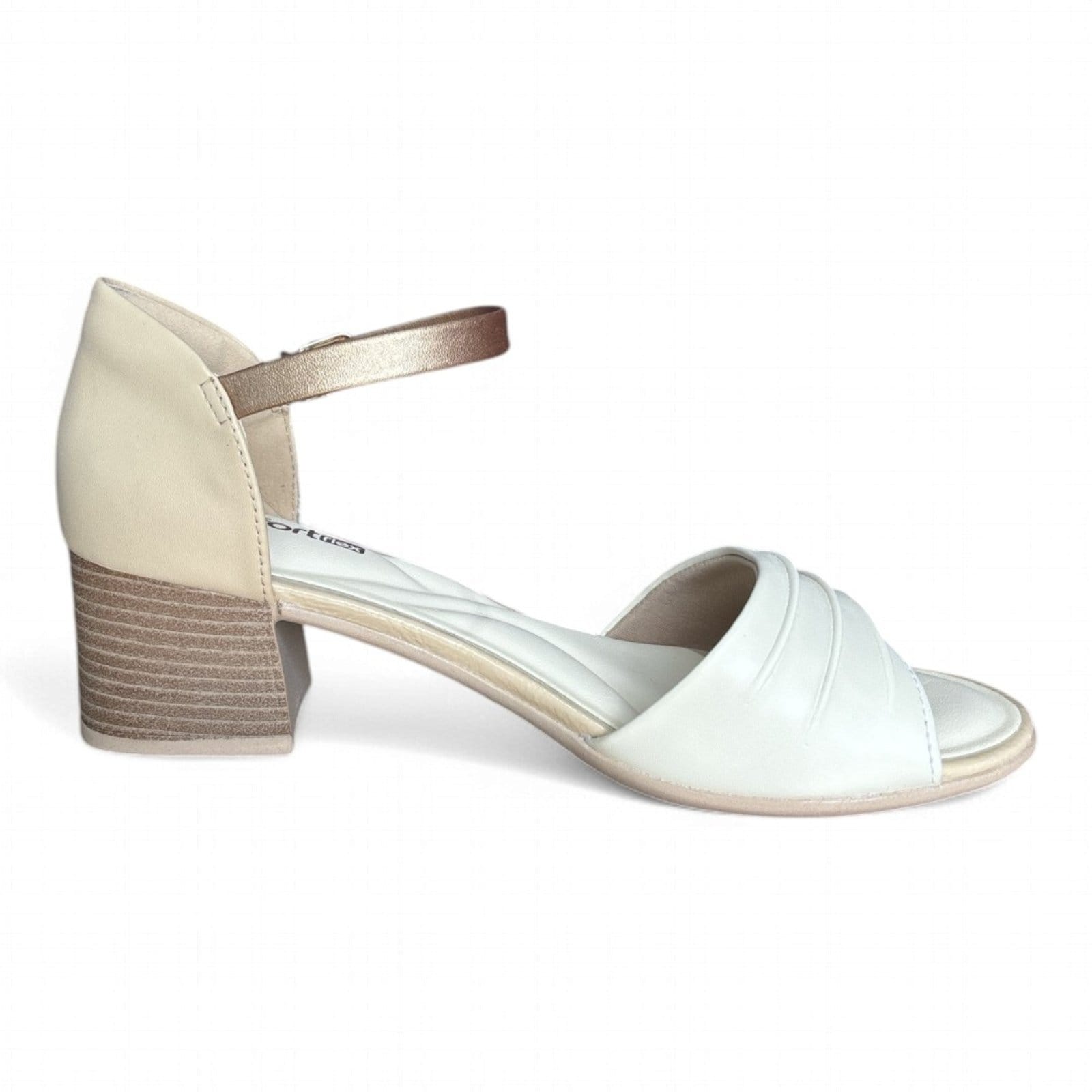 Vista 2 Sandália Feminina Salto Grosso Off White Comfortflex 2556304-1 Comfortflex off-white white